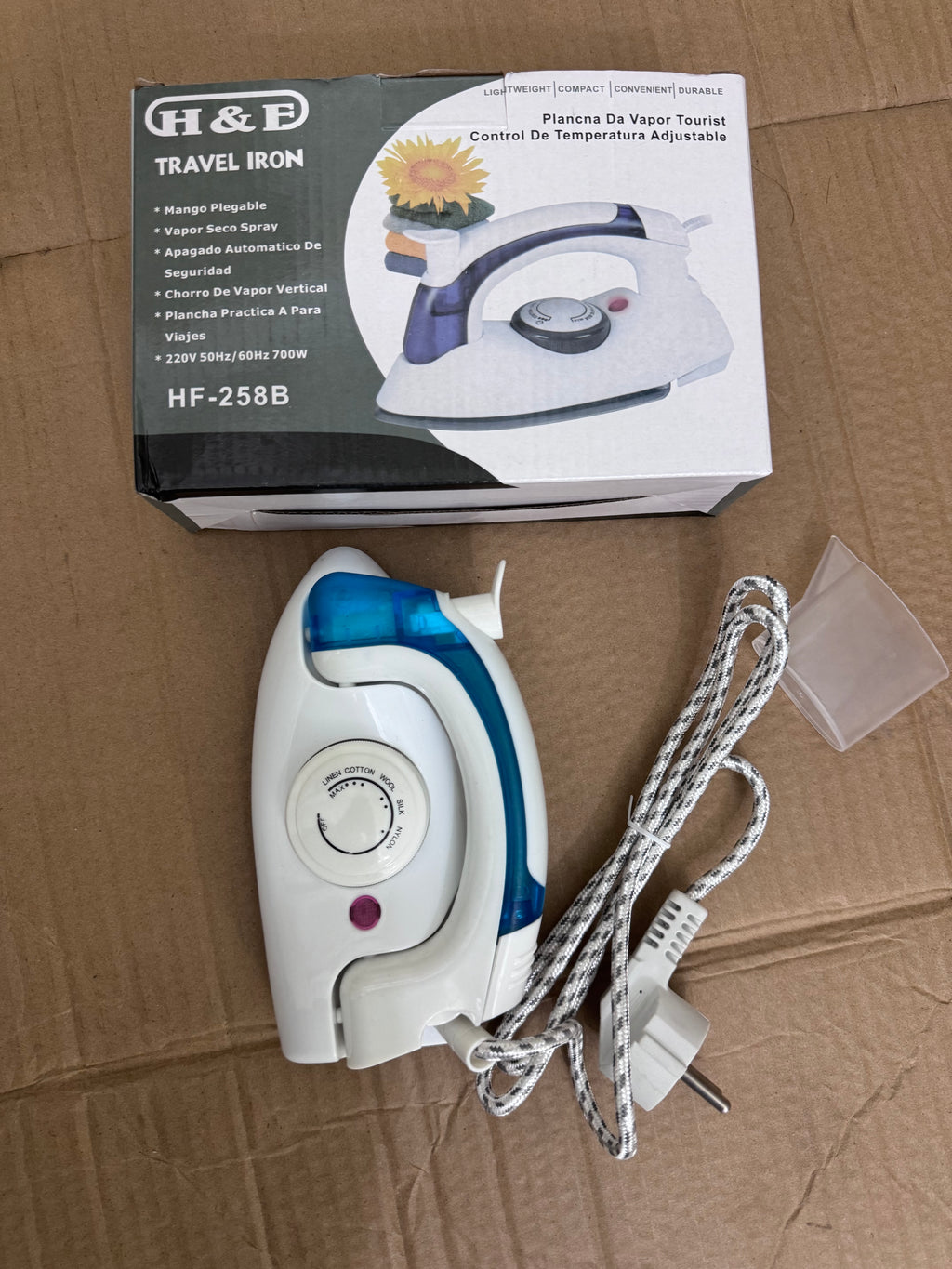 H&E Travel Steam Iron HF-258B – Portable Folding Mini Iron for Travel & Home Use