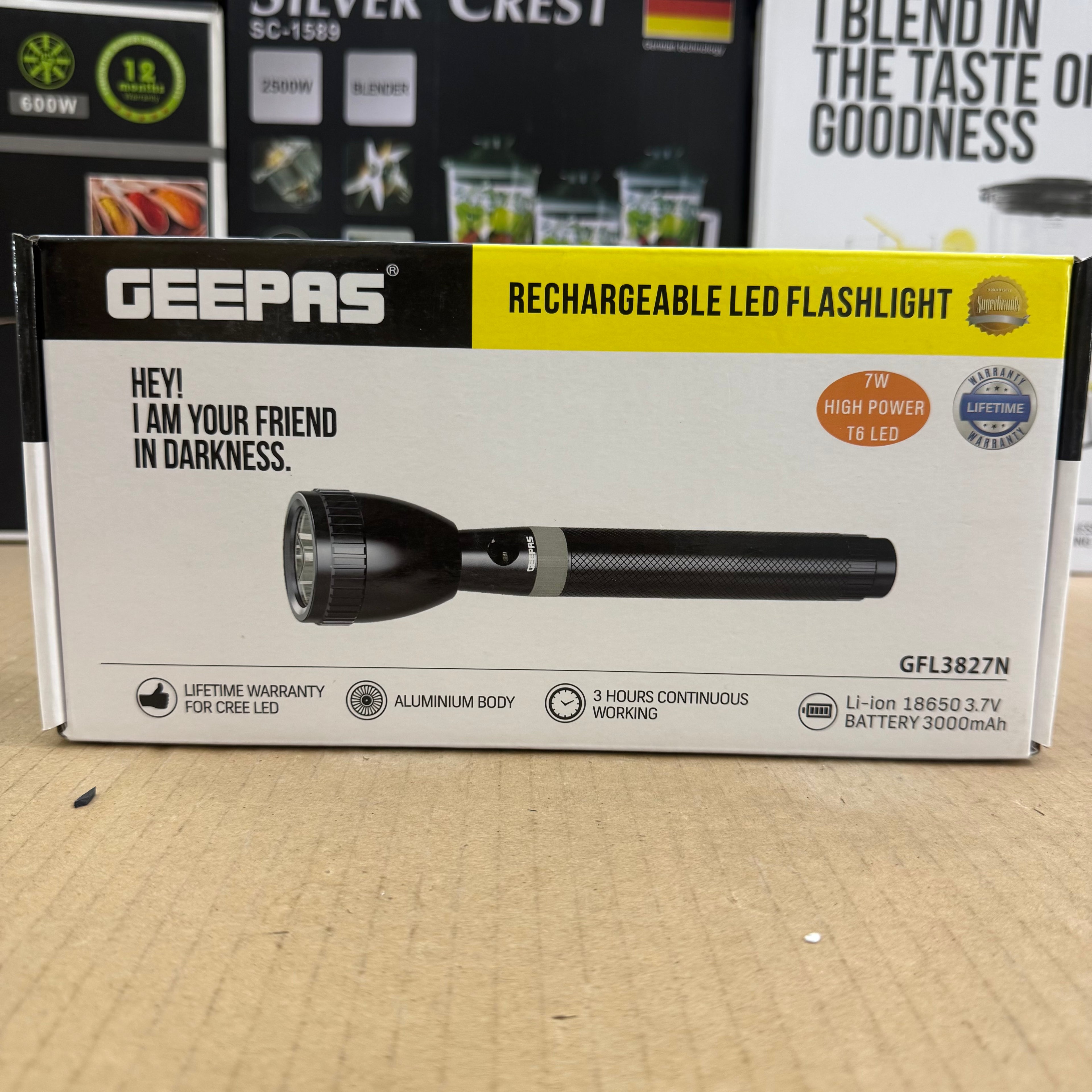 Geepas Rechargeable LED Flashlight GFL3827N