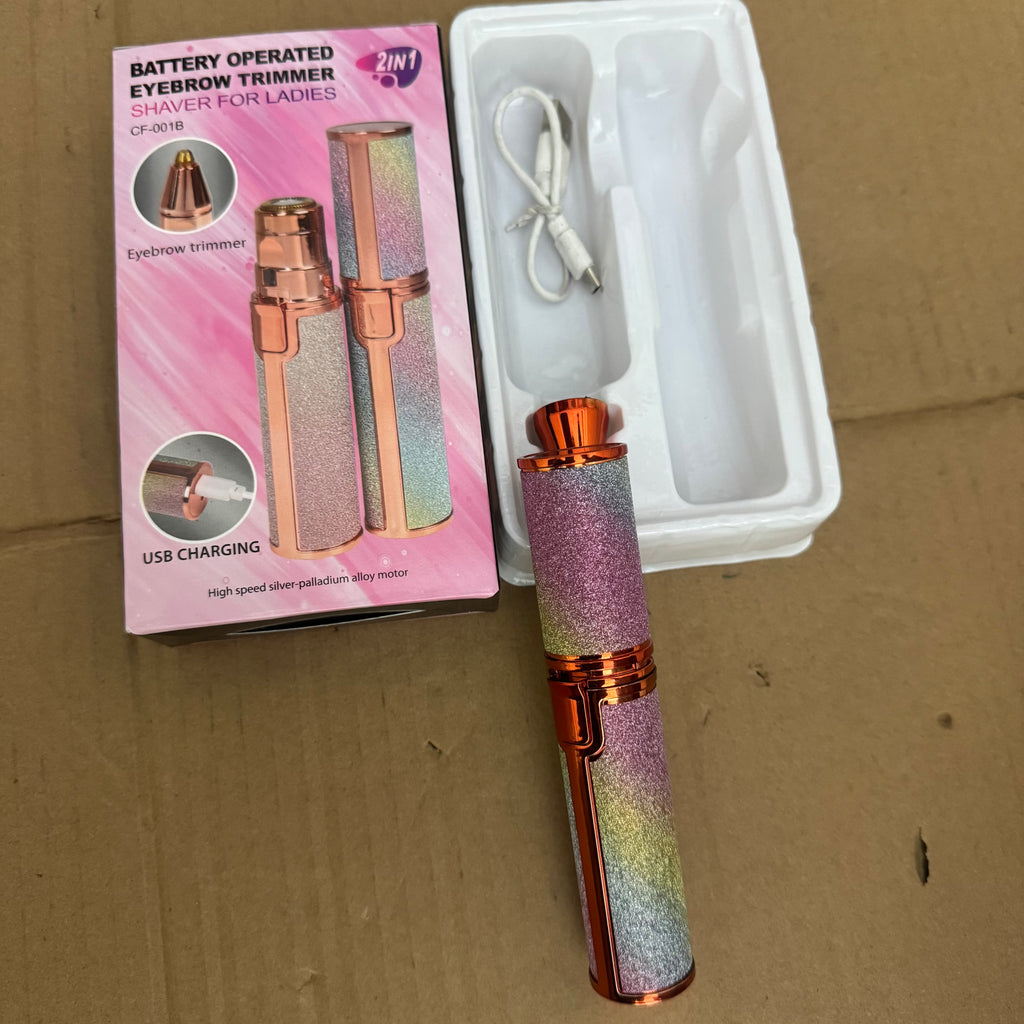 2-in-1 Glitter Electric Eyebrow Trimmer & Facial Shaver - USB Rechargeable