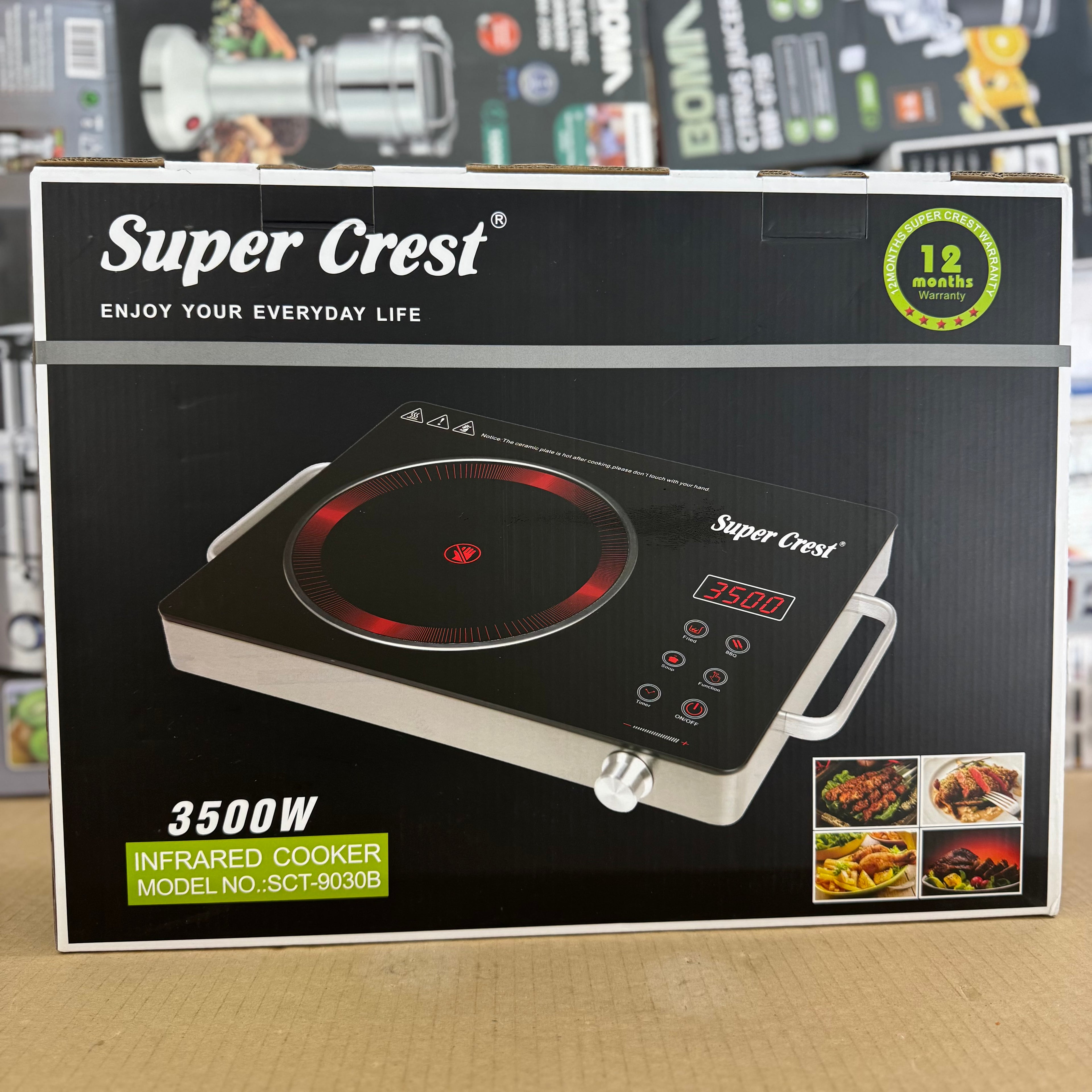 Super Crest 3500W Infrared Cooker - Model SCT-9030B 6months warranty