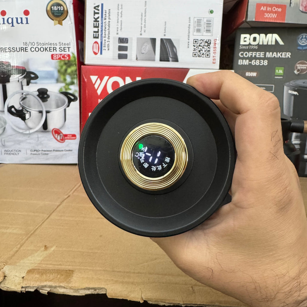 Premium 1.0L Insulated Thermal Tea Pot Black| Smart Temperature Display & Wood Handle