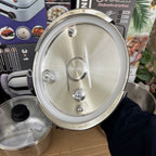 Uniqui 18/10 Stainless Steel Pressure Cooker Set - 8-Piece Multi-Size (5L + 7L) Induction Compatible Cookware with Steamer Basket and Glass Lid