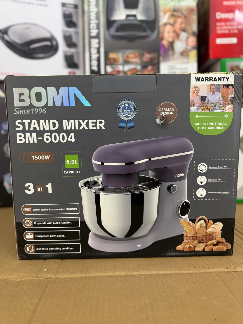 BOMA BM-6004 Professional Stand Mixer | 1500W 6L Kitchen Chef Machine
