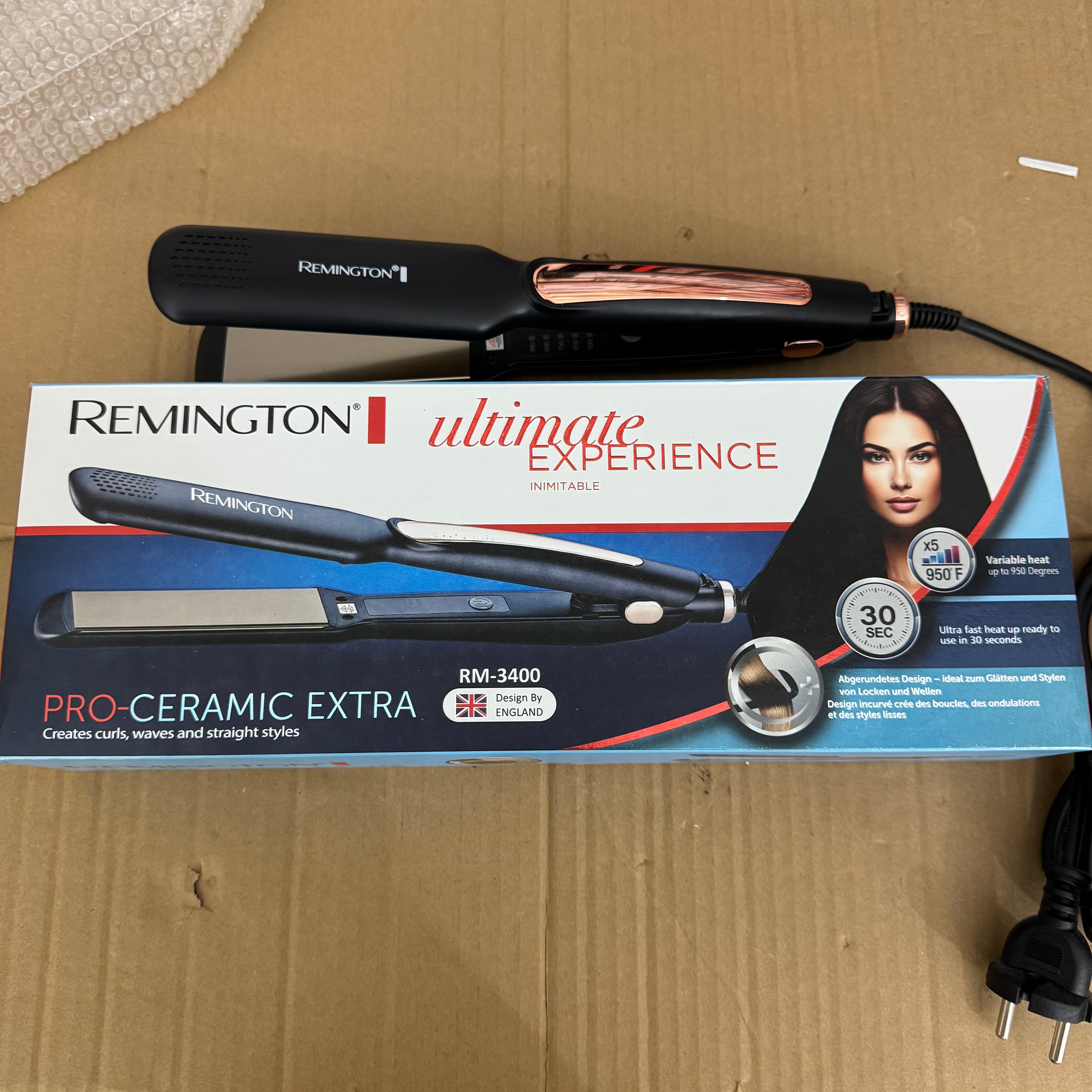 Remington Pro-Ceramic Extra Hair Straightener RM-3400 | Fast Heat, Adjustable Temperature, Smooth Styling