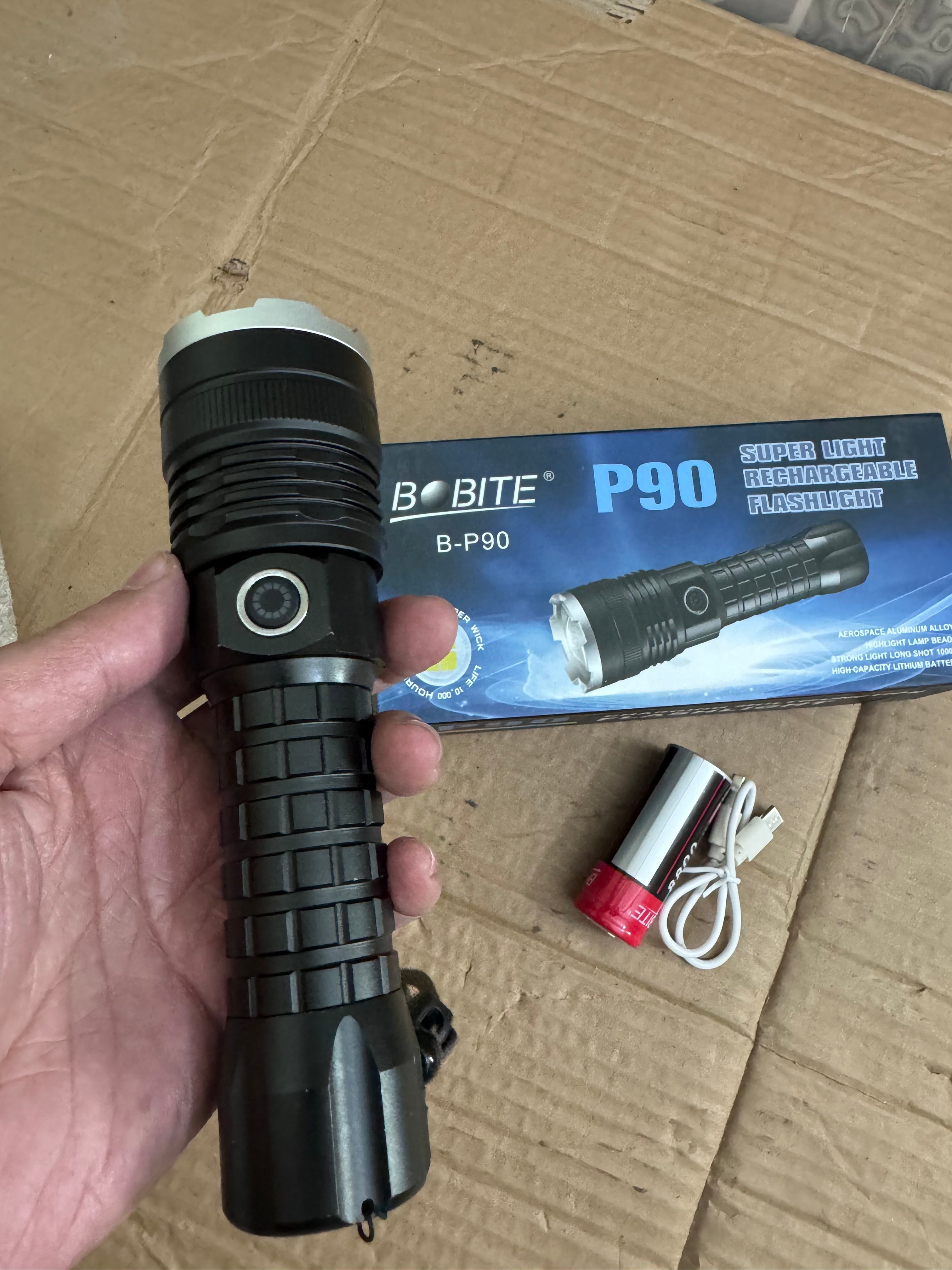 BOBITE P90 Rechargeable Flashlight – Lot Imported High Power Torch for Pakistan