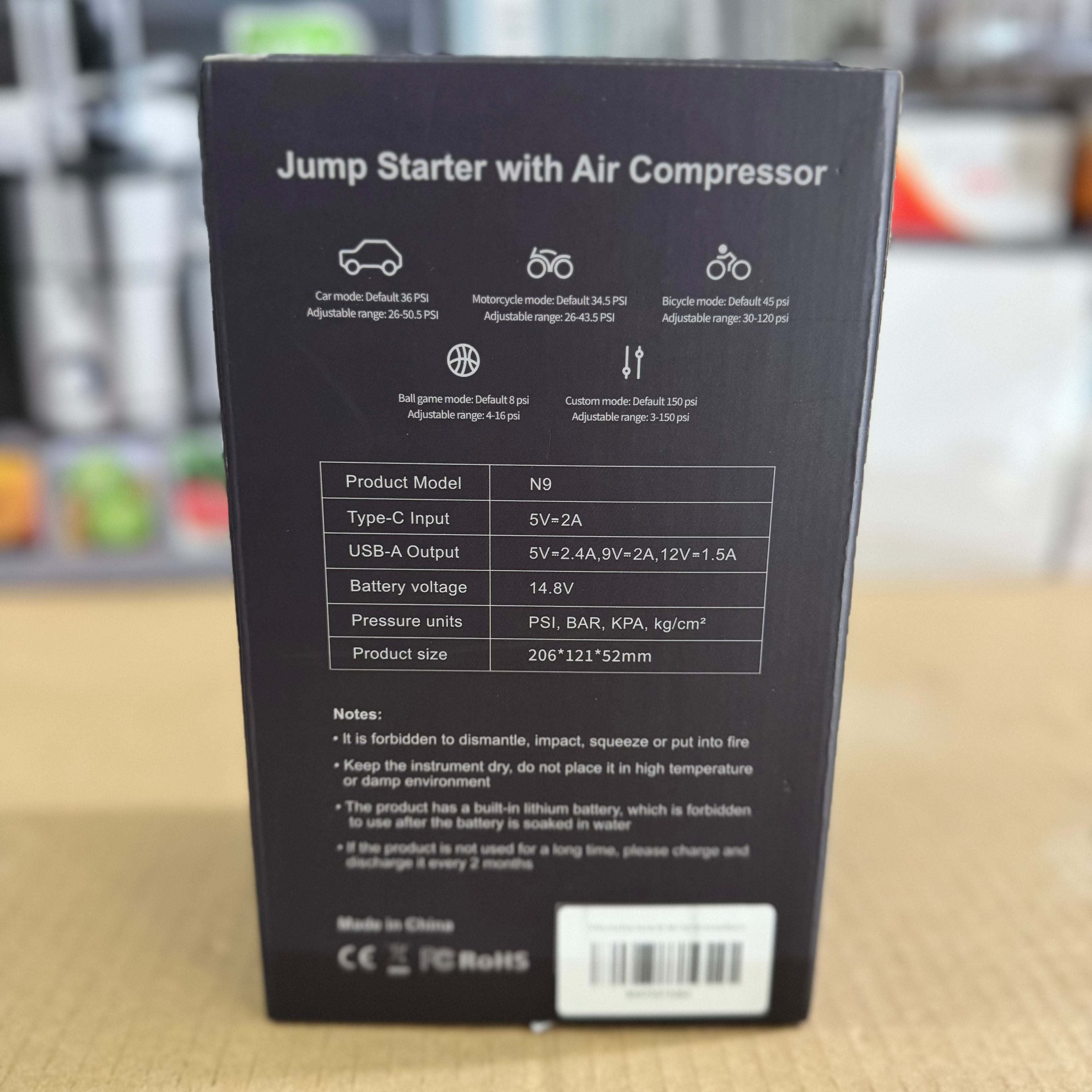 Jump Starter with Air Compressor (Model: N9) – Original Lot Imported
