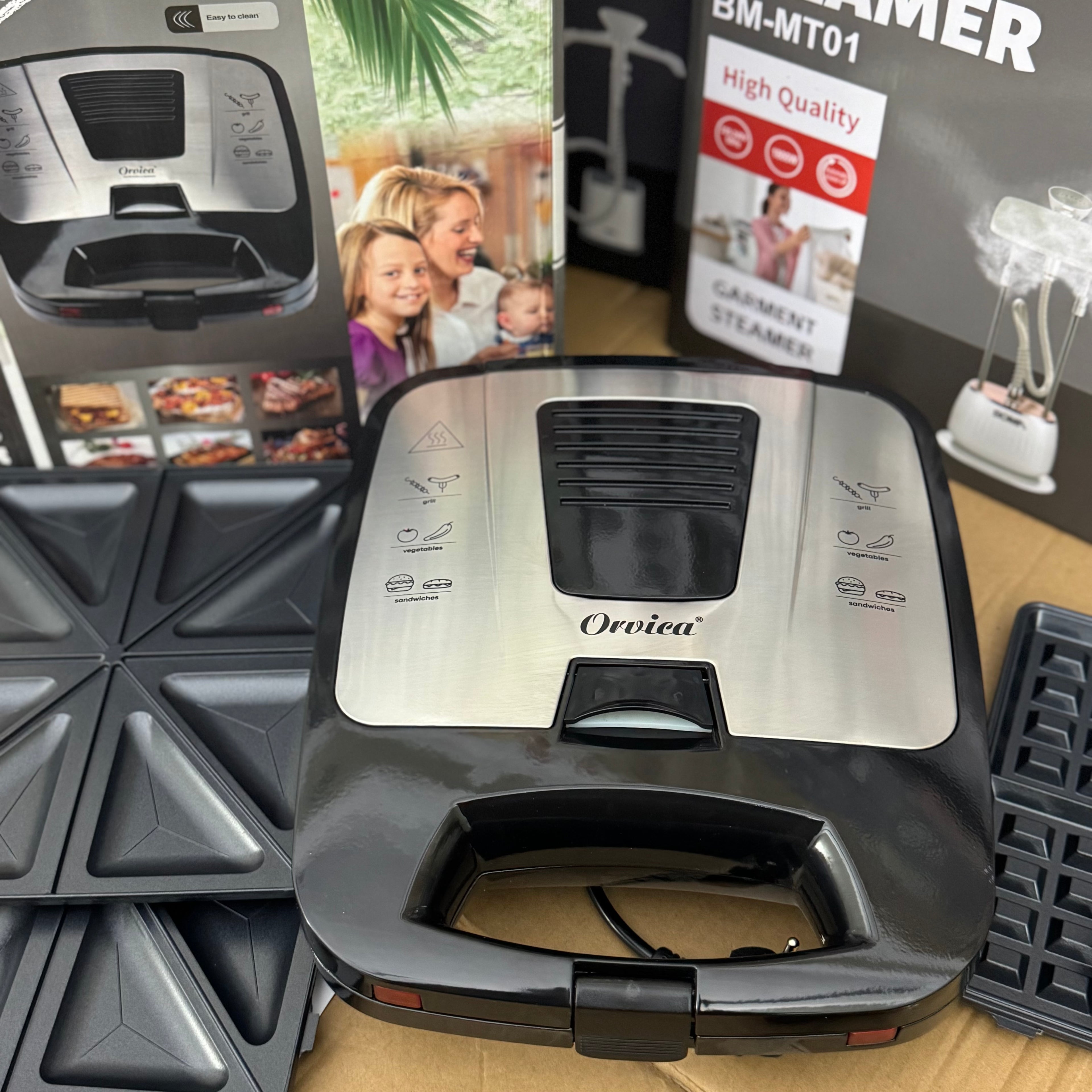 Orvica ORM-8809 3-in-1 Sandwich Maker | 1800W Grill & Panini Press