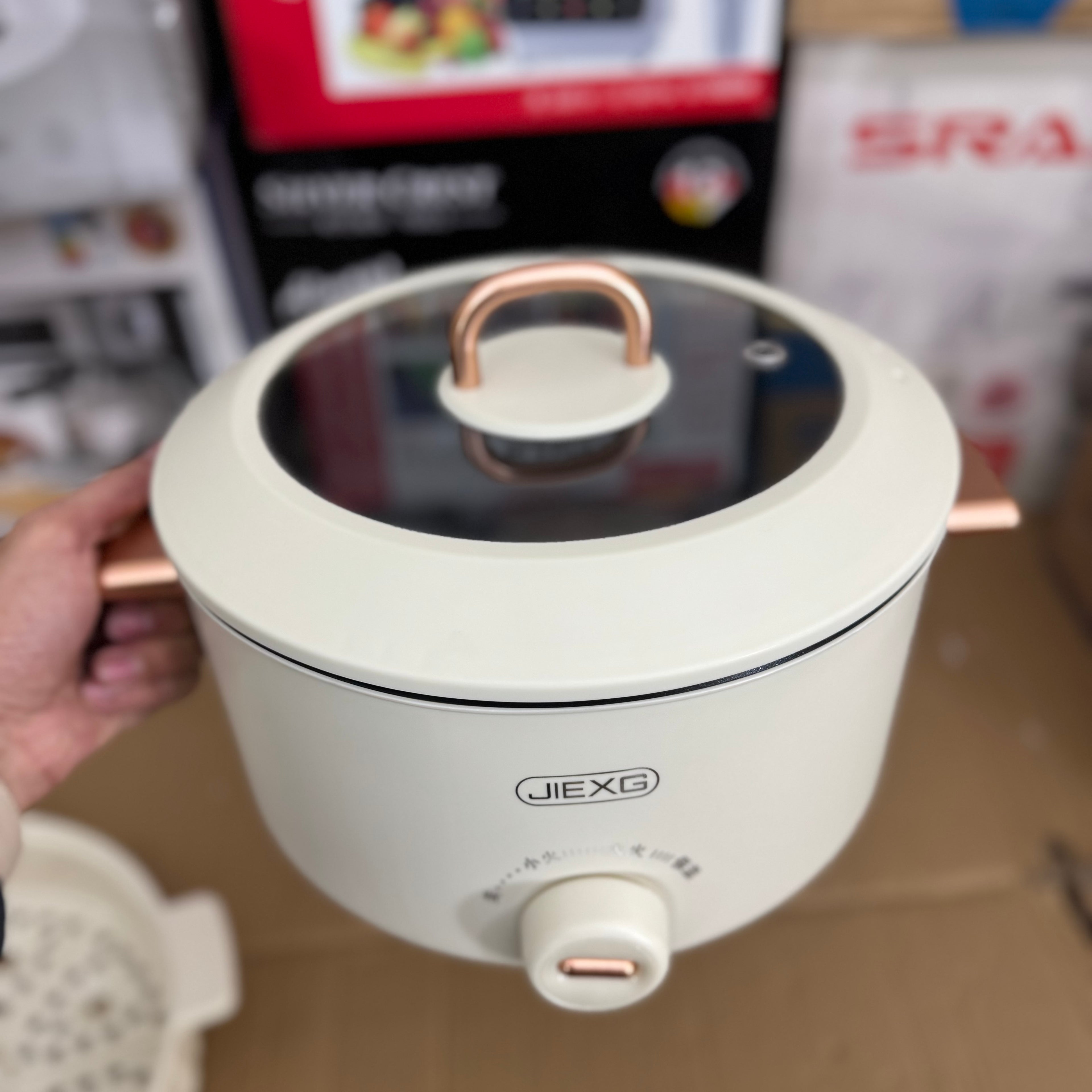 JIEXG YG-120B Multi-Functional Electric Hot Pot with Steamer | 2-Tier Non-Stick Cooker