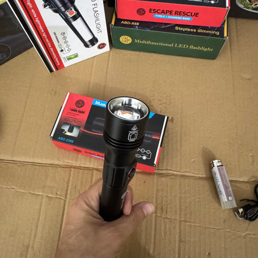 Lot Imported ABD Multifunctional Emergency Flashlight with Side Light-2308