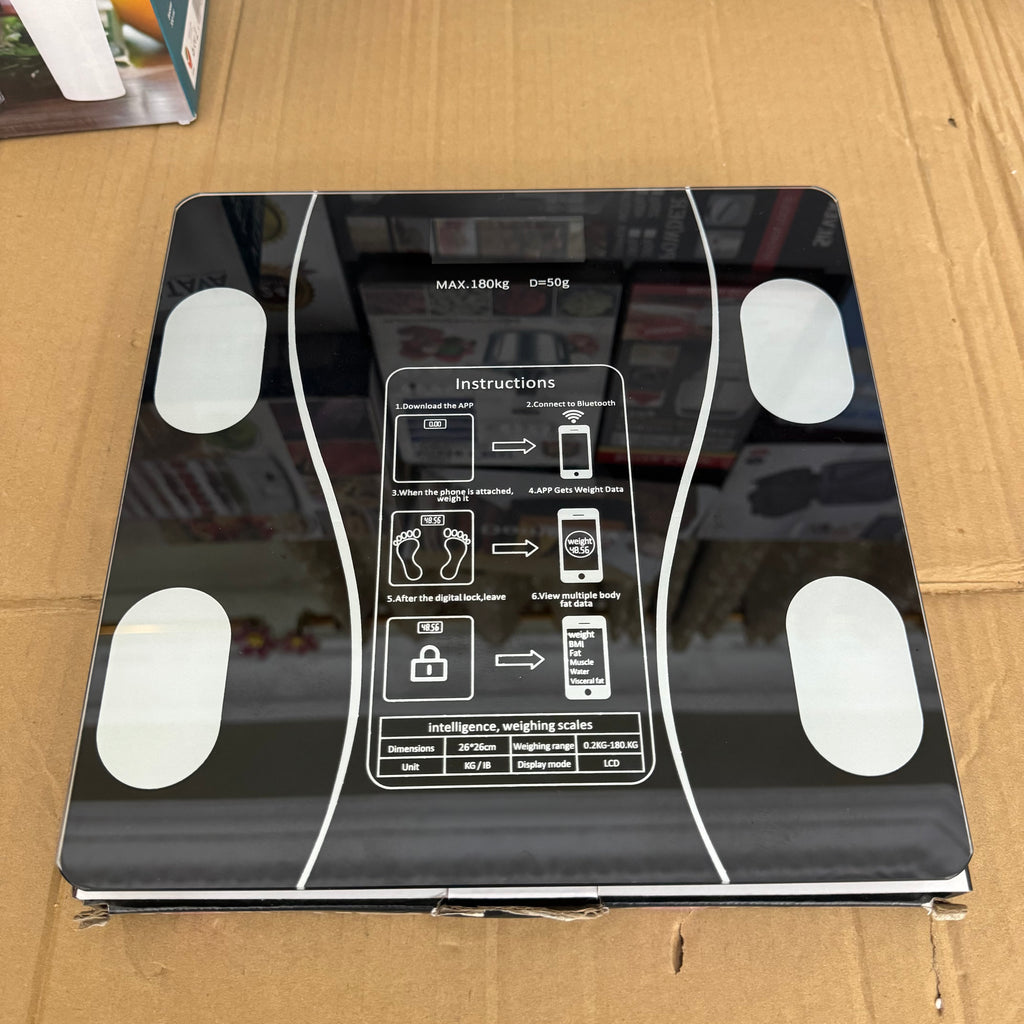 Smart Bluetooth Body Fat Scale - Digital BMI Bathroom Scale with Smartphone App Sync, 180kg Capacity