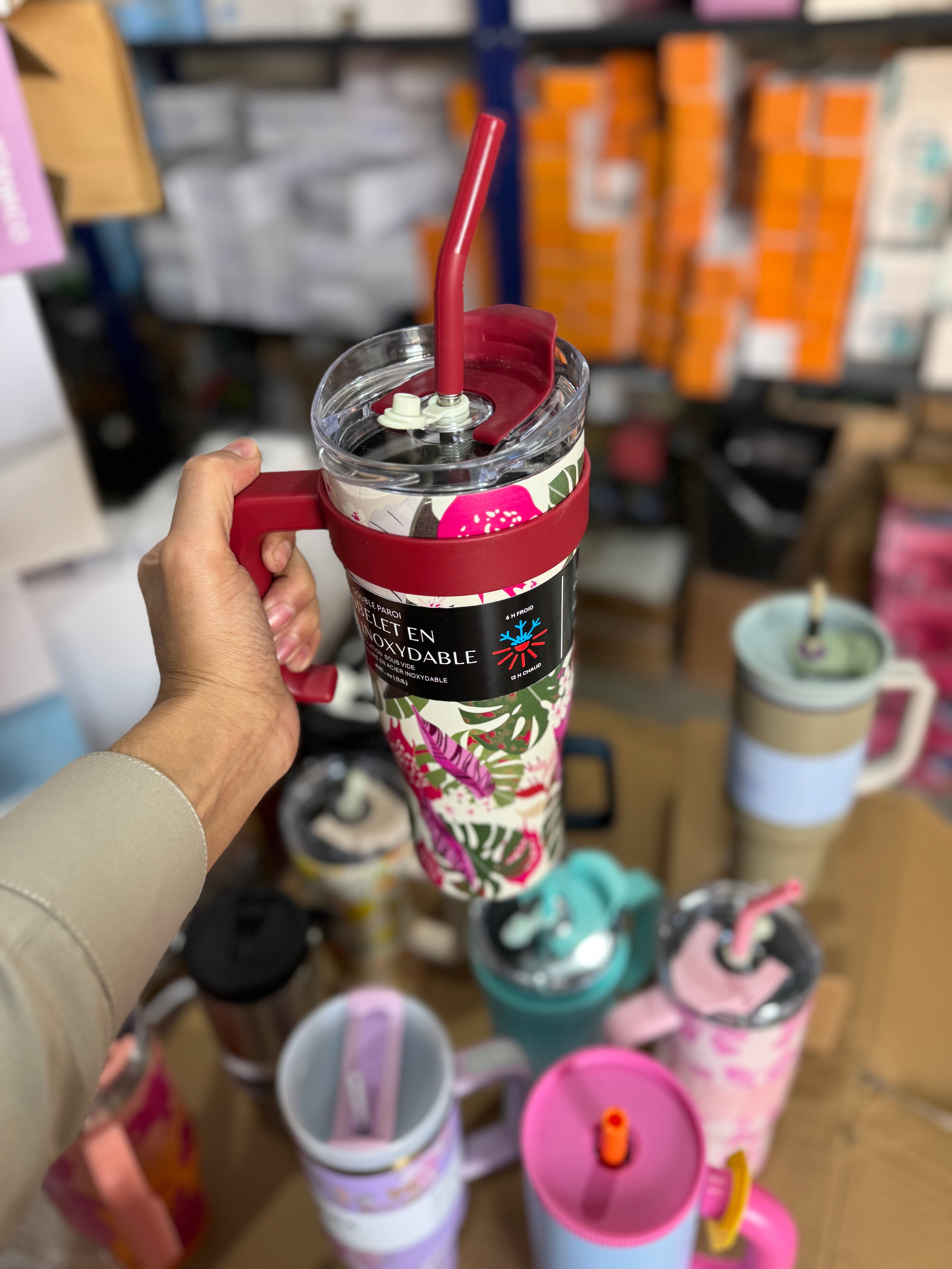 Premium 1180ml Tropical Floral Tumbler | Insulated Stainless Steel Glass