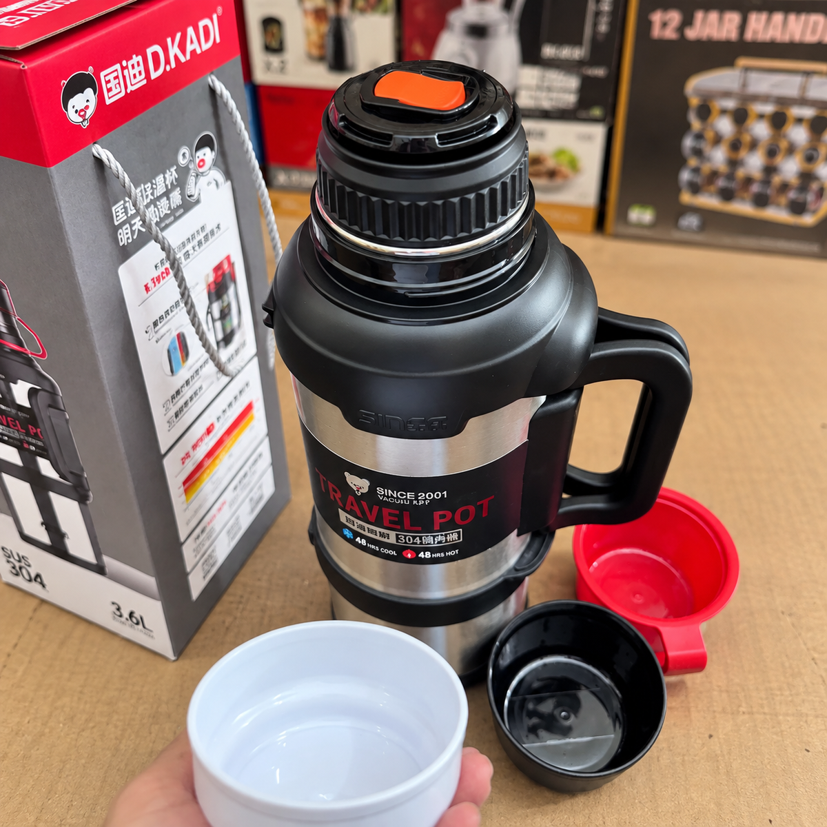 D KADI 3.6L Stainless Steel Vacuum Flask – 48 Hours Hot & Cold Thermal Bottle for Travel & Outdoor Use
