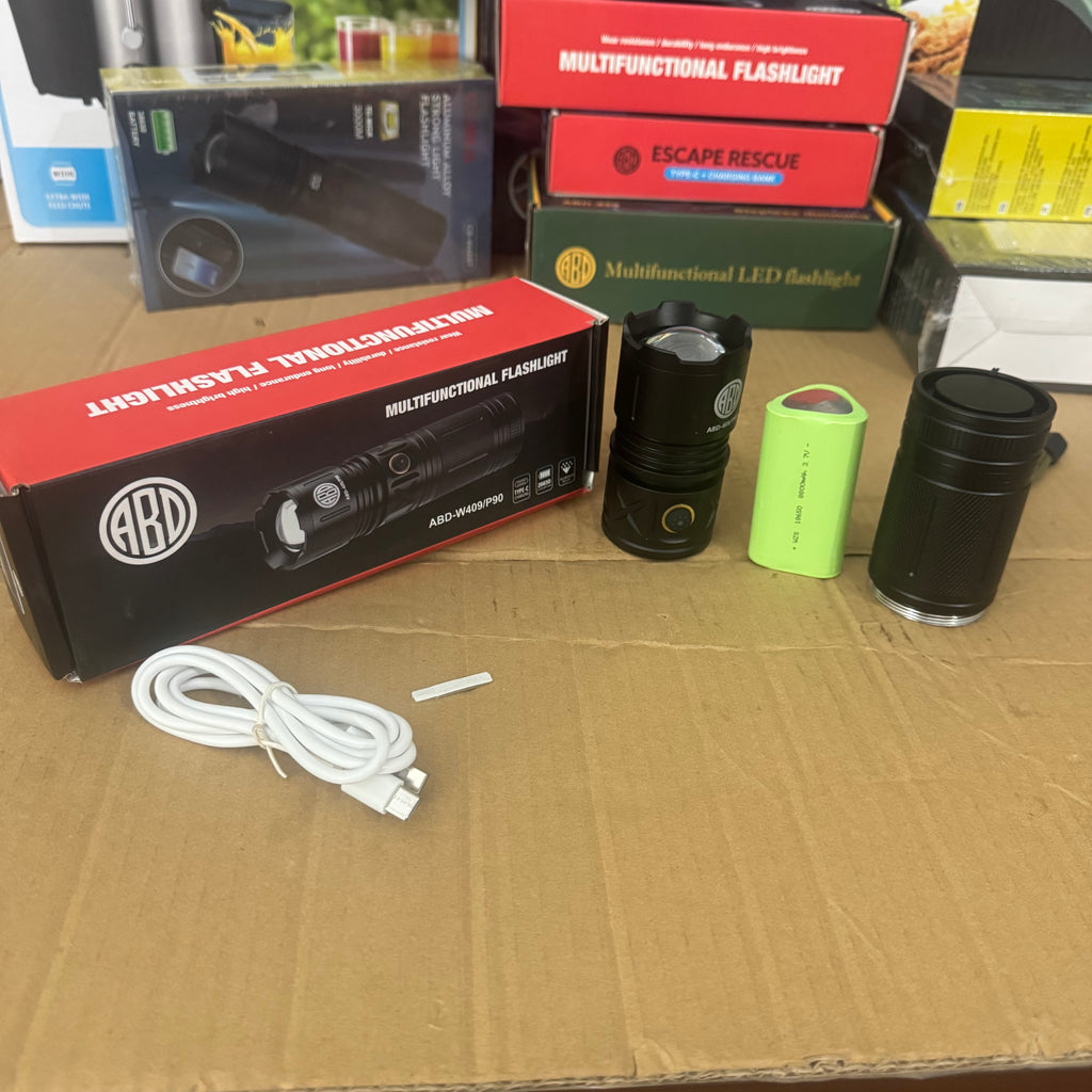 Lot Imported ABD-W409/P90 Multifunctional Rechargeable Flashlight