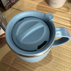 Slate Blue Insulated Stainless Steel Coffee Mug with Lid – 14oz Matte Thermal Cup in Crimson, Onyx, Slate, & Taupe