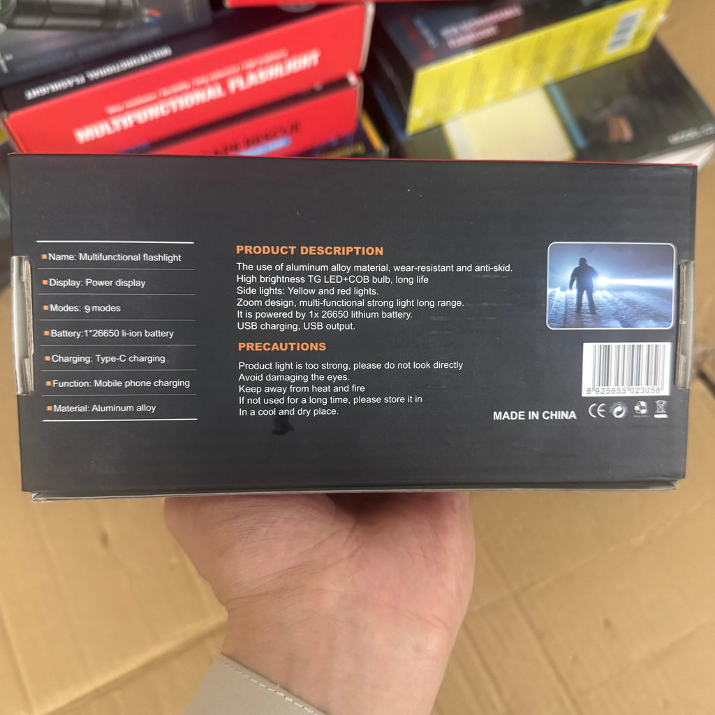 Lot Imported RuiLang RL-S2305C Multifunctional TG+COB Zoom Flashlight