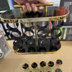 12 Pcs Luxury Marble Gold Rotating Spice Rack Organizer with Handle