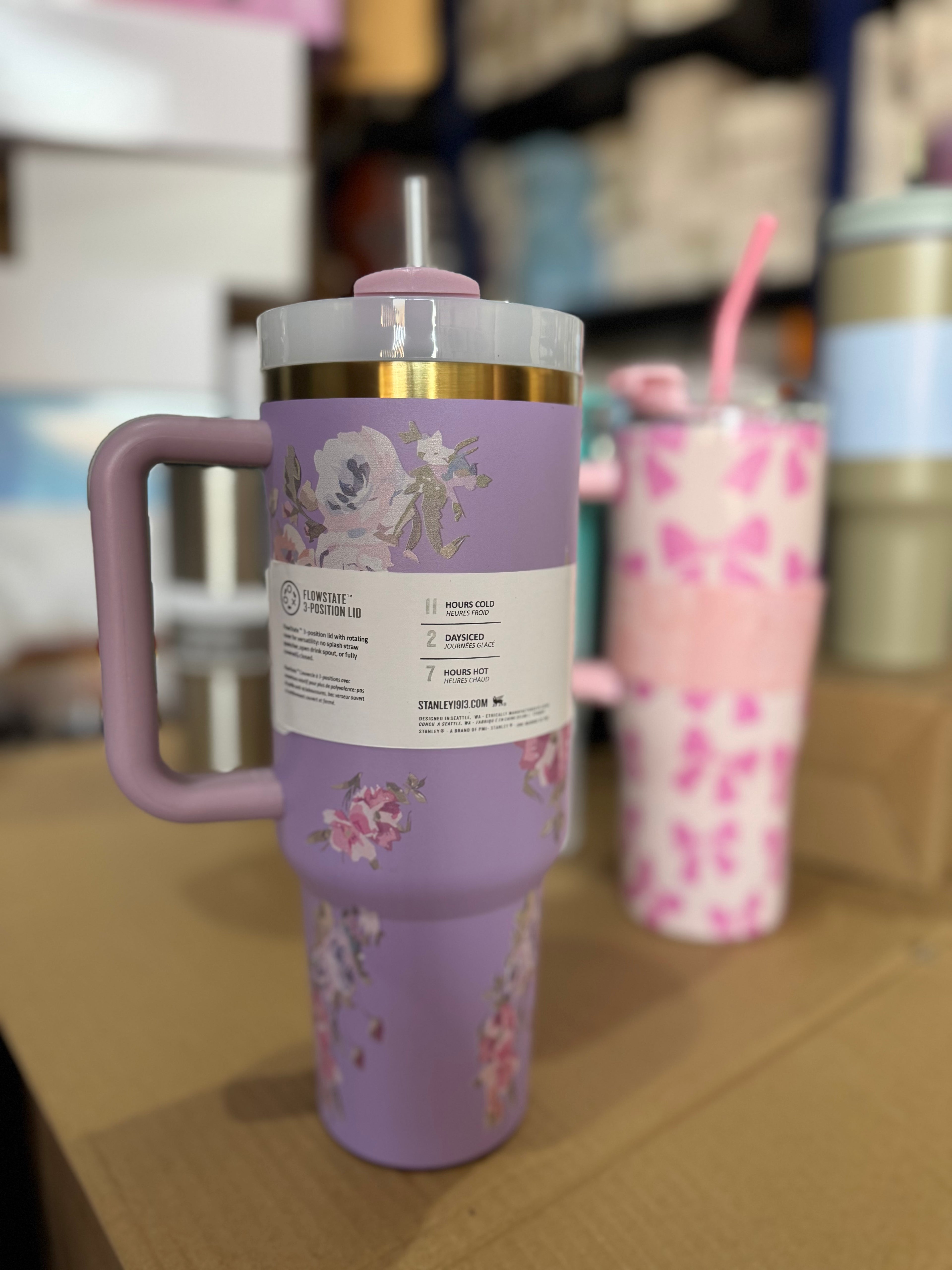 Stanley 1180ml Glass Purple Floral Steel Tumbler