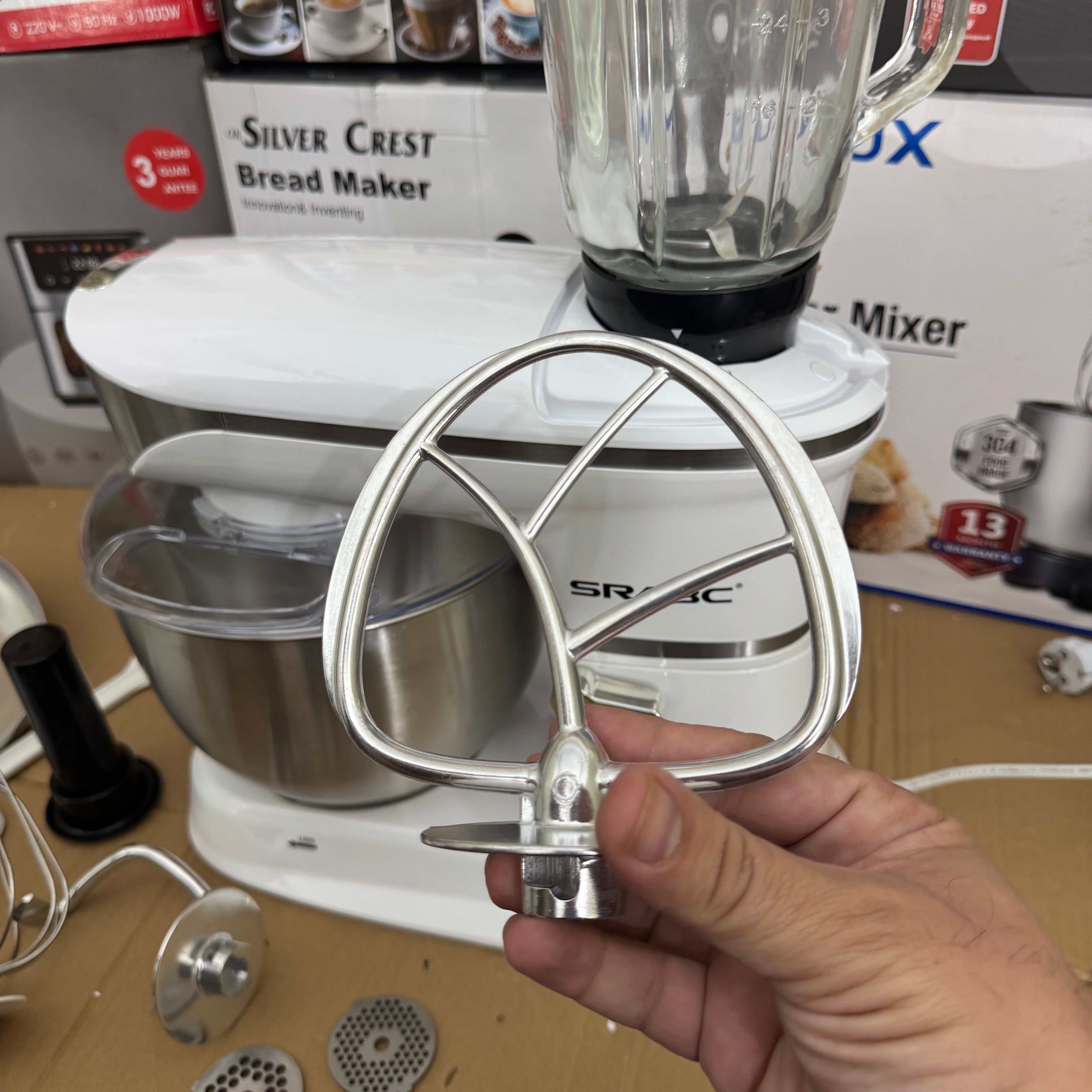 SRABC 3-in-1 Stand Mixer & Food Processor | 1300W Heavy Duty 7.5L Mixer