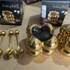 Luxury Gold Ball Cutlery Set - 7-Piece Dessert Fork & Spoon Kit