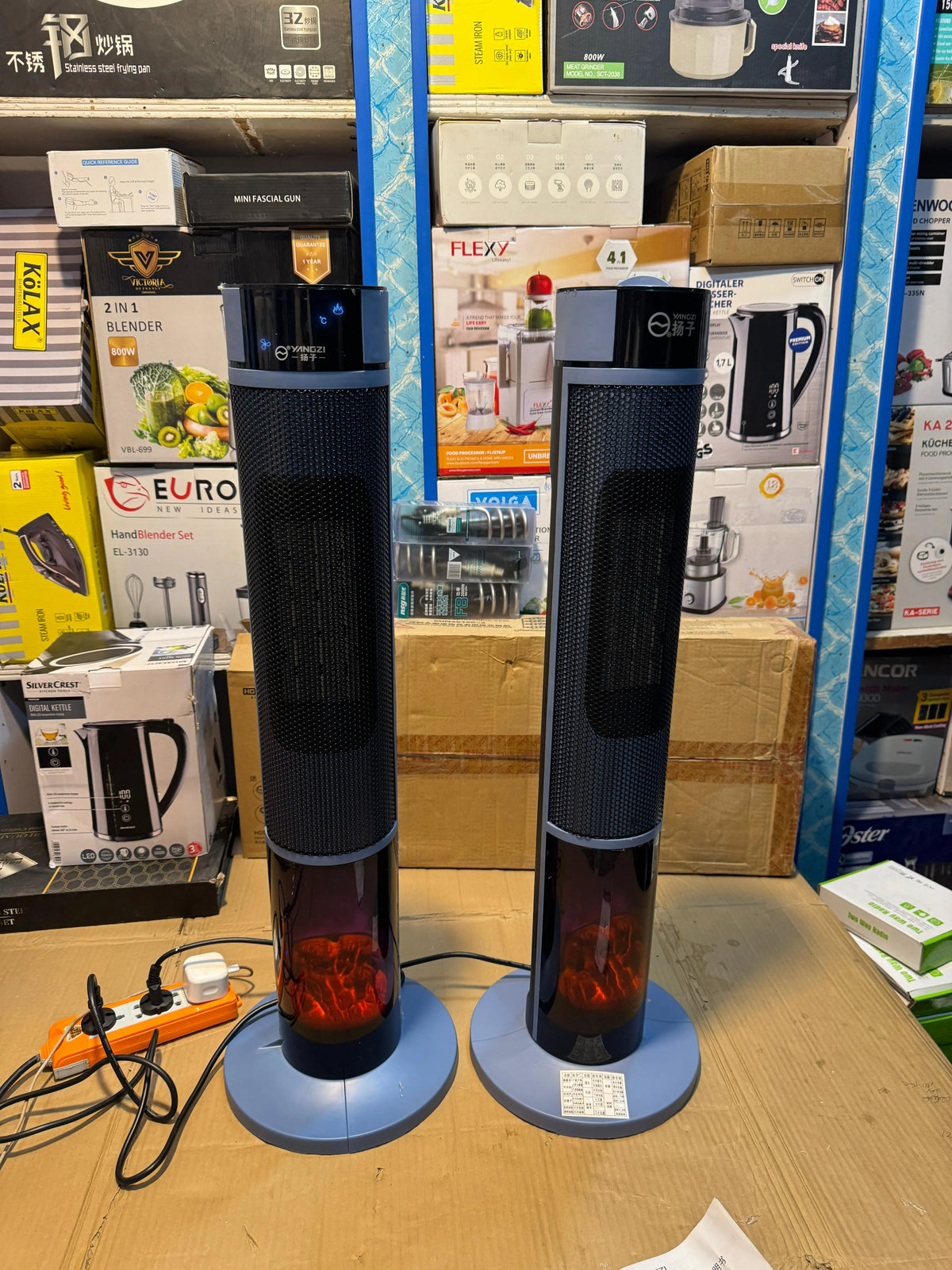 YANGZI 3D Flame Tower Heater with Remote Control – Digital Electric Fan Heater