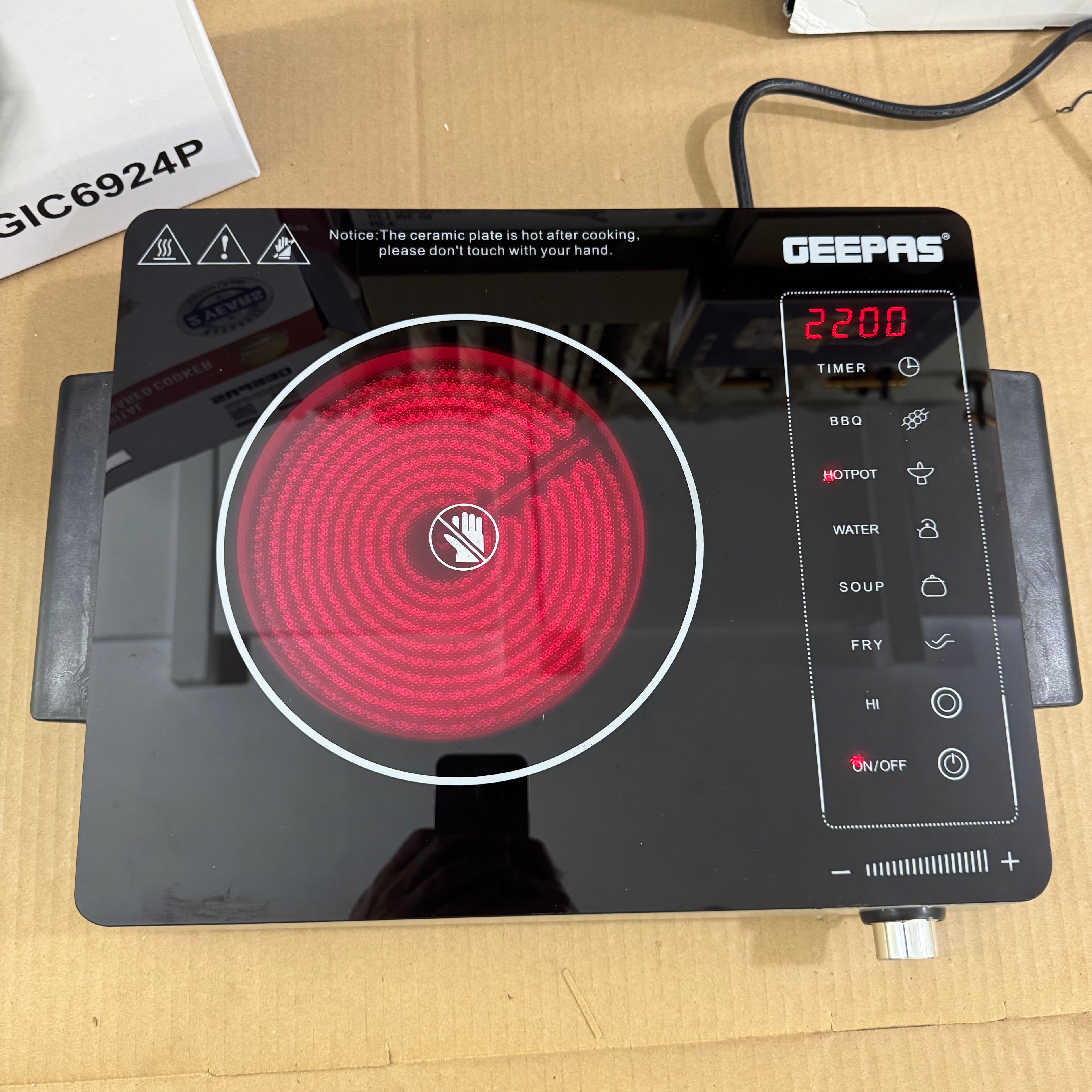 Geepas 2800W Digital Infrared Cooker GIC6924P – Heavy Duty 6months warranty