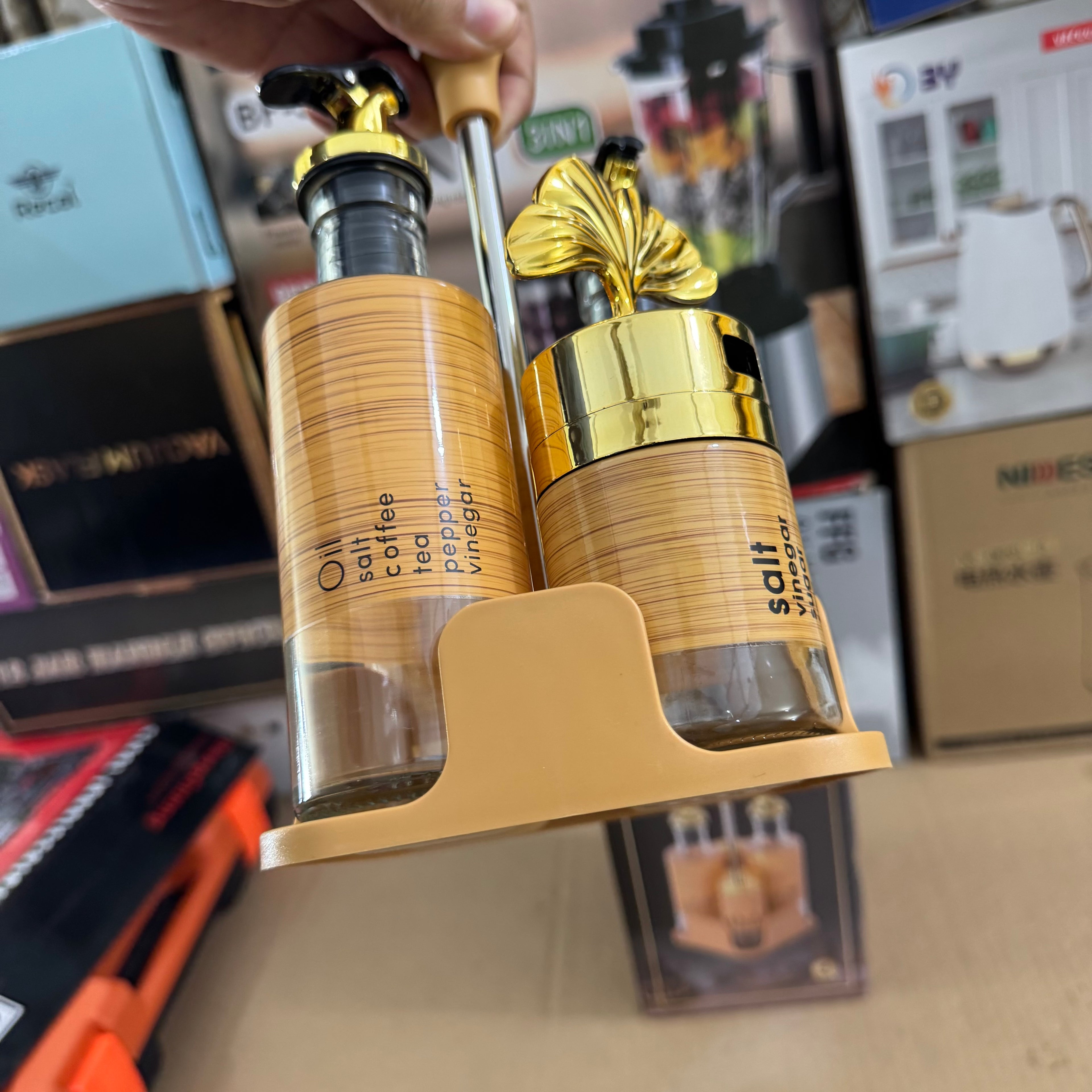 4-Piece Glass Condiment & Oil Set