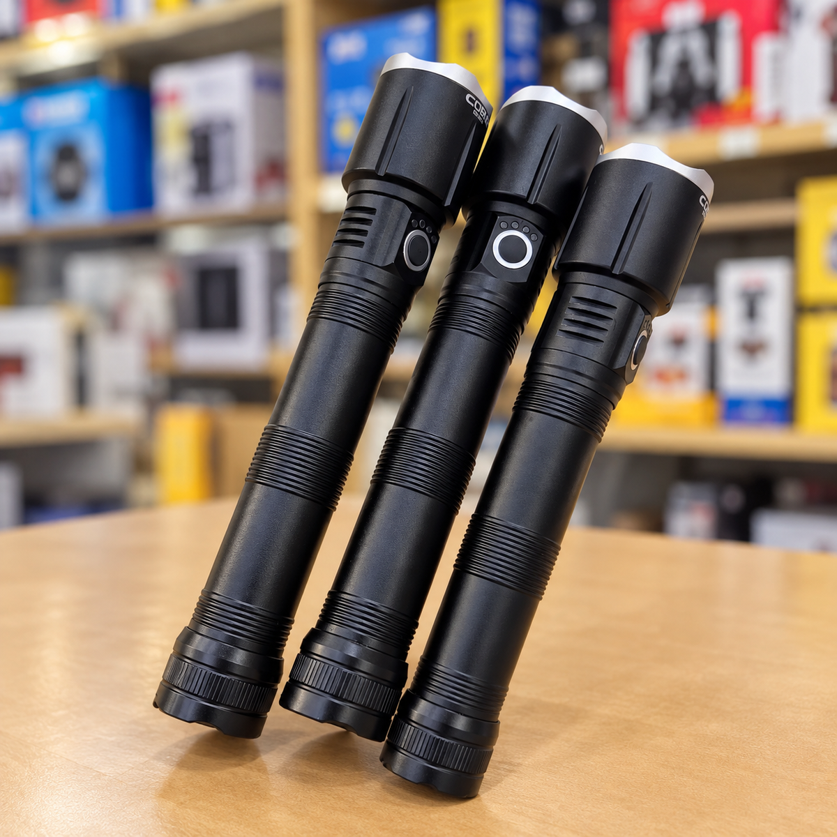 COBA CB-2074-3 LED Rechargeable Flashlight Set – 3 Pieces, Type-C Charging & Zoom