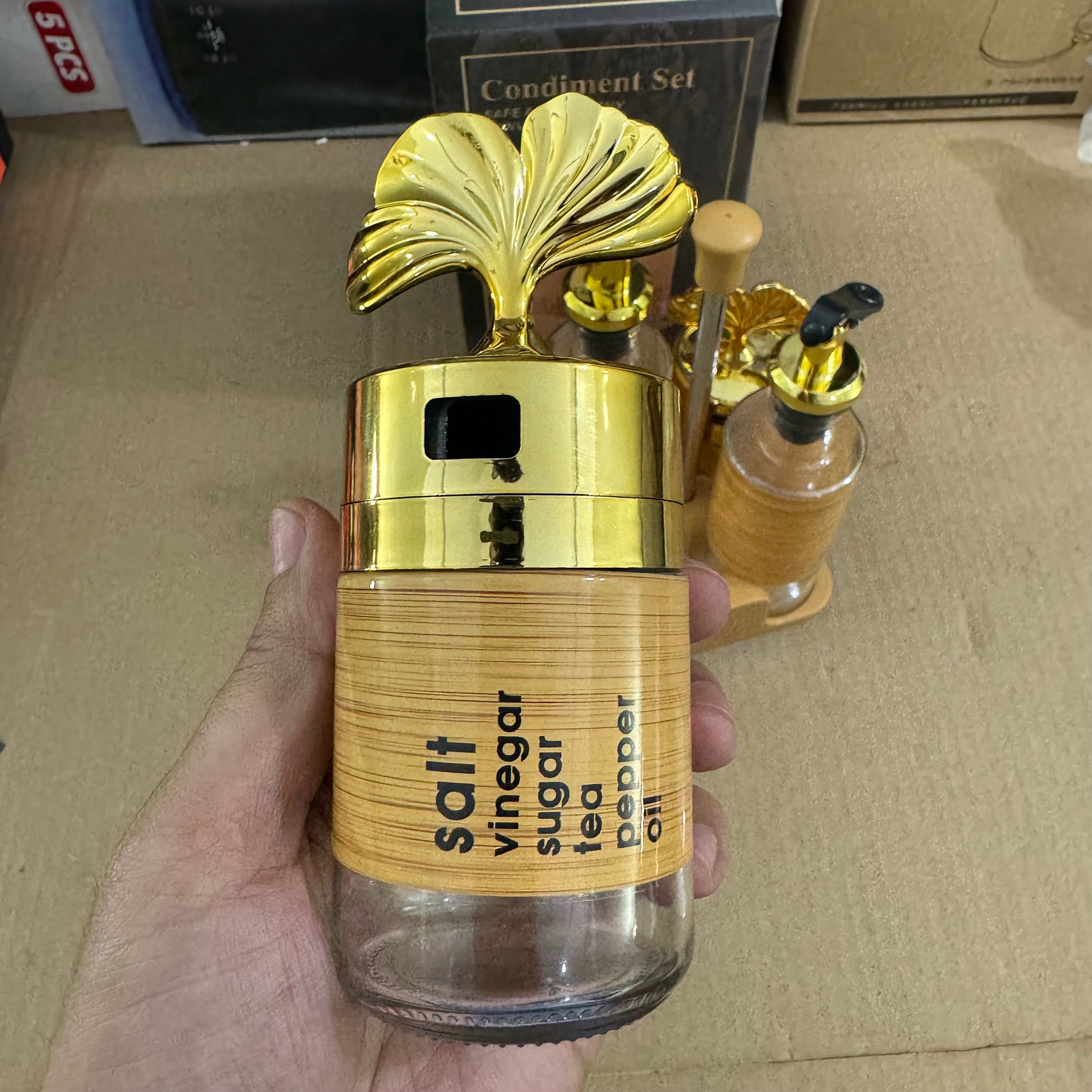 4-Piece Glass Condiment & Oil Set