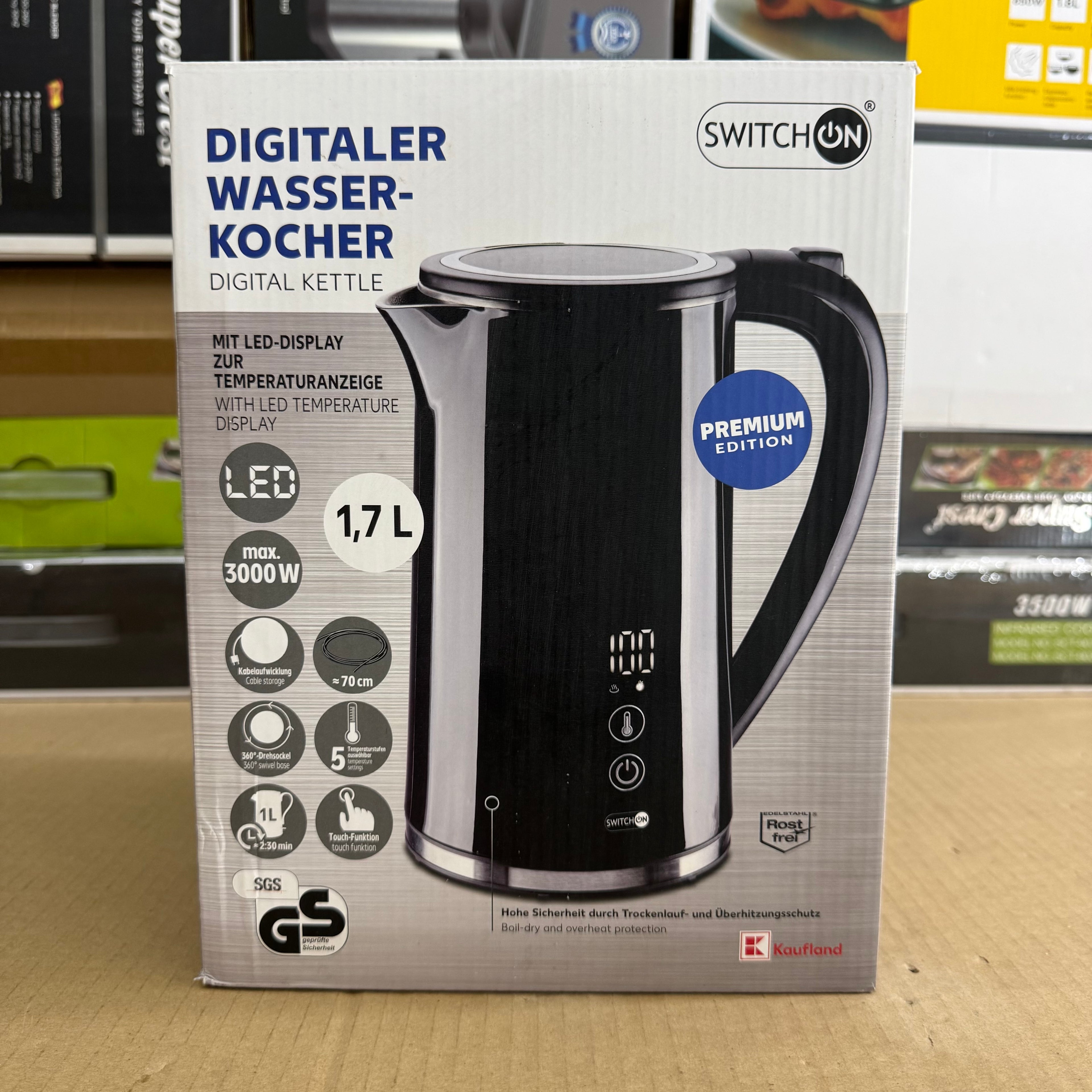 Switch On Digital Electric Kettle 1.7L 3000W - Premium Edition - Lot Imported