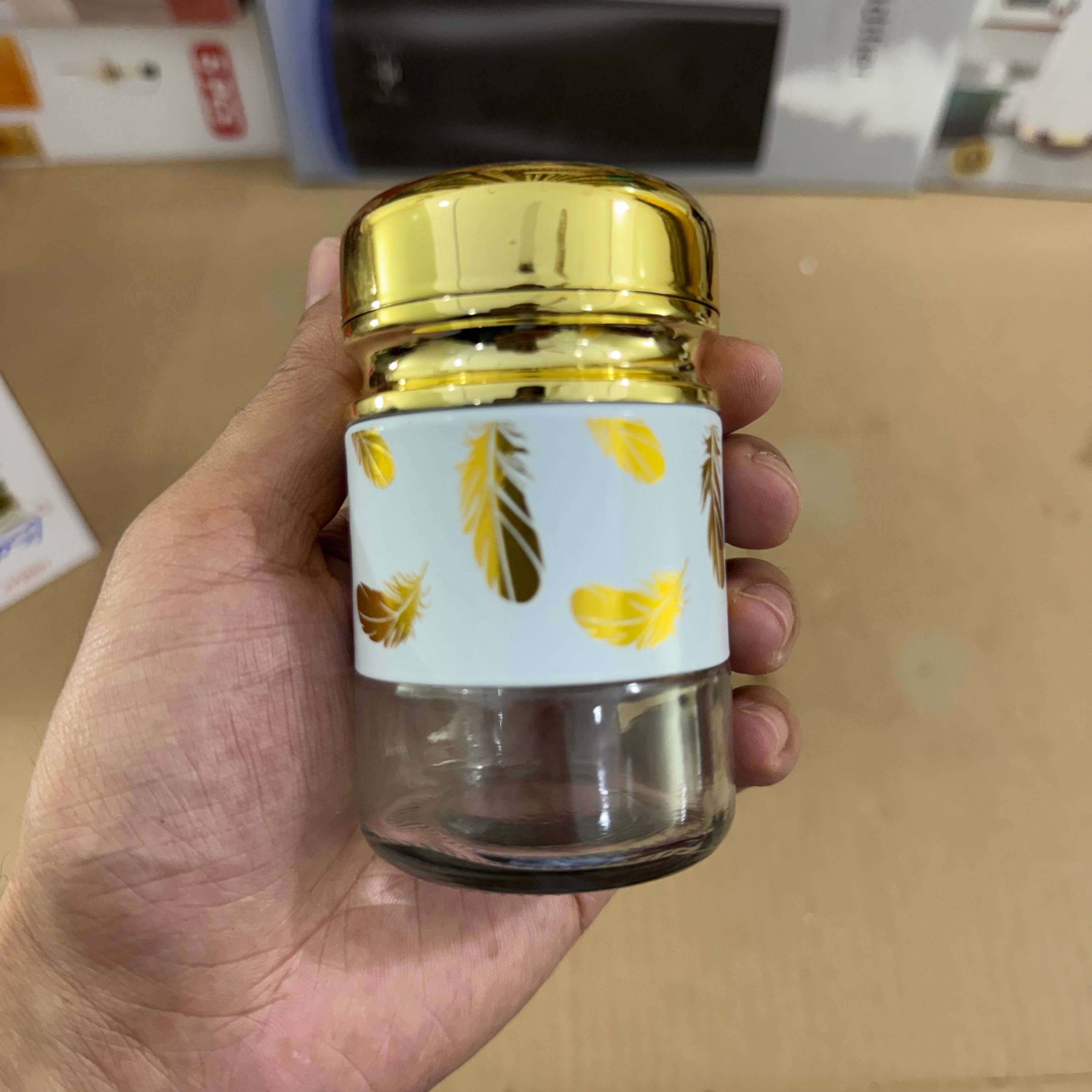 3-Piece Golden Glass Spice Jar Set JY3002