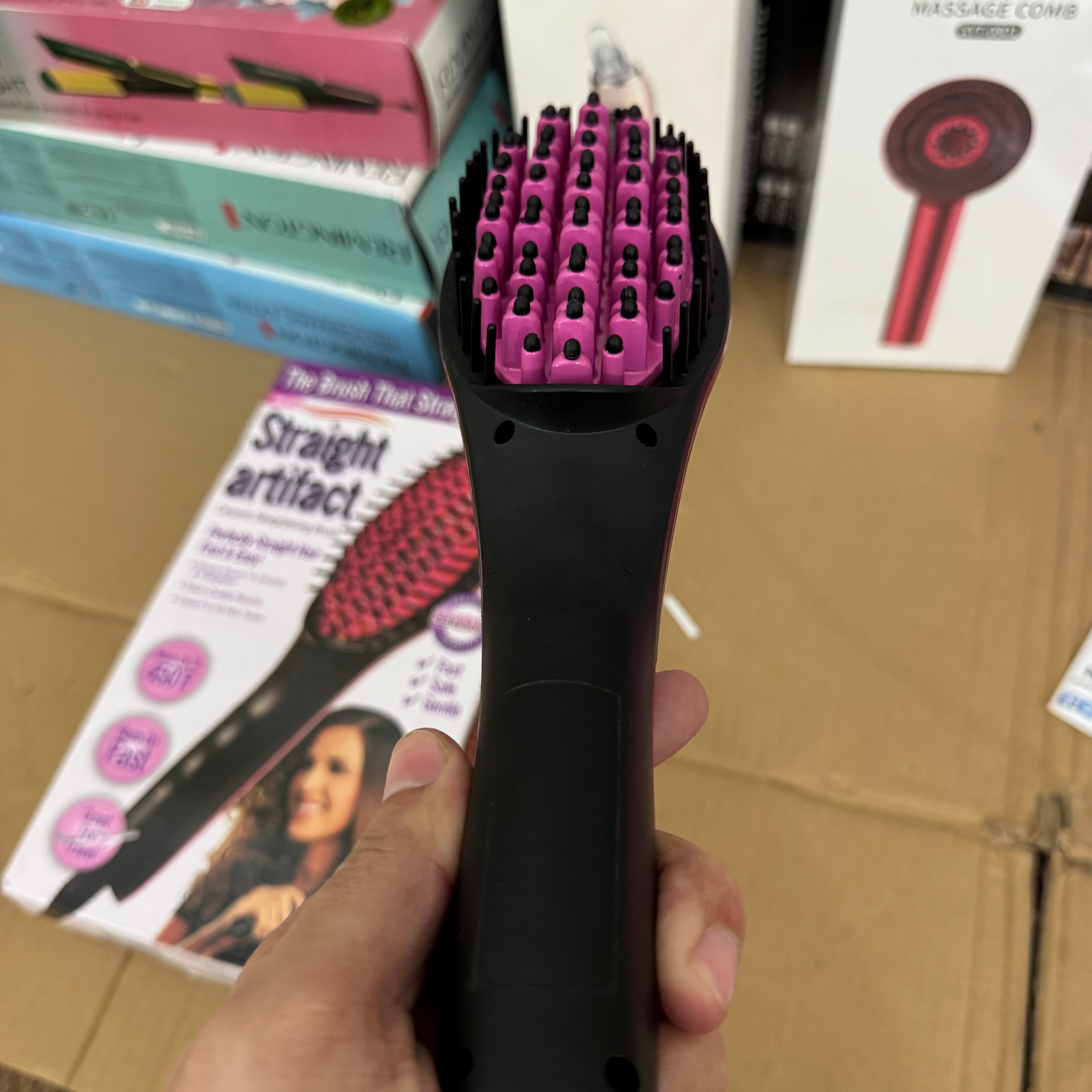 Ceramic Hair Straightening Brush Electric Comb | Fast Heat, Adjustable Temperature, Anti-Frizz Styling Brush