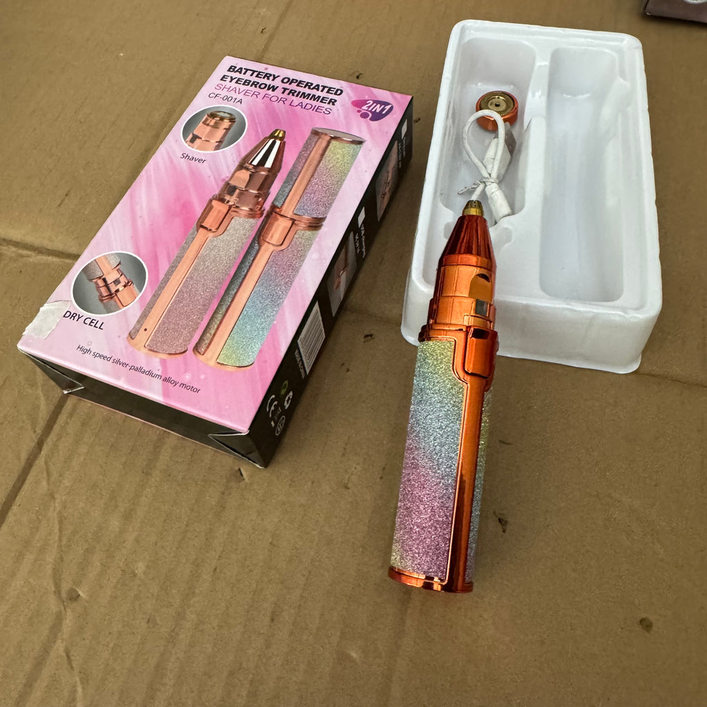 2-in-1 Glitter Electric Eyebrow Trimmer & Facial Shaver - USB Rechargeable
