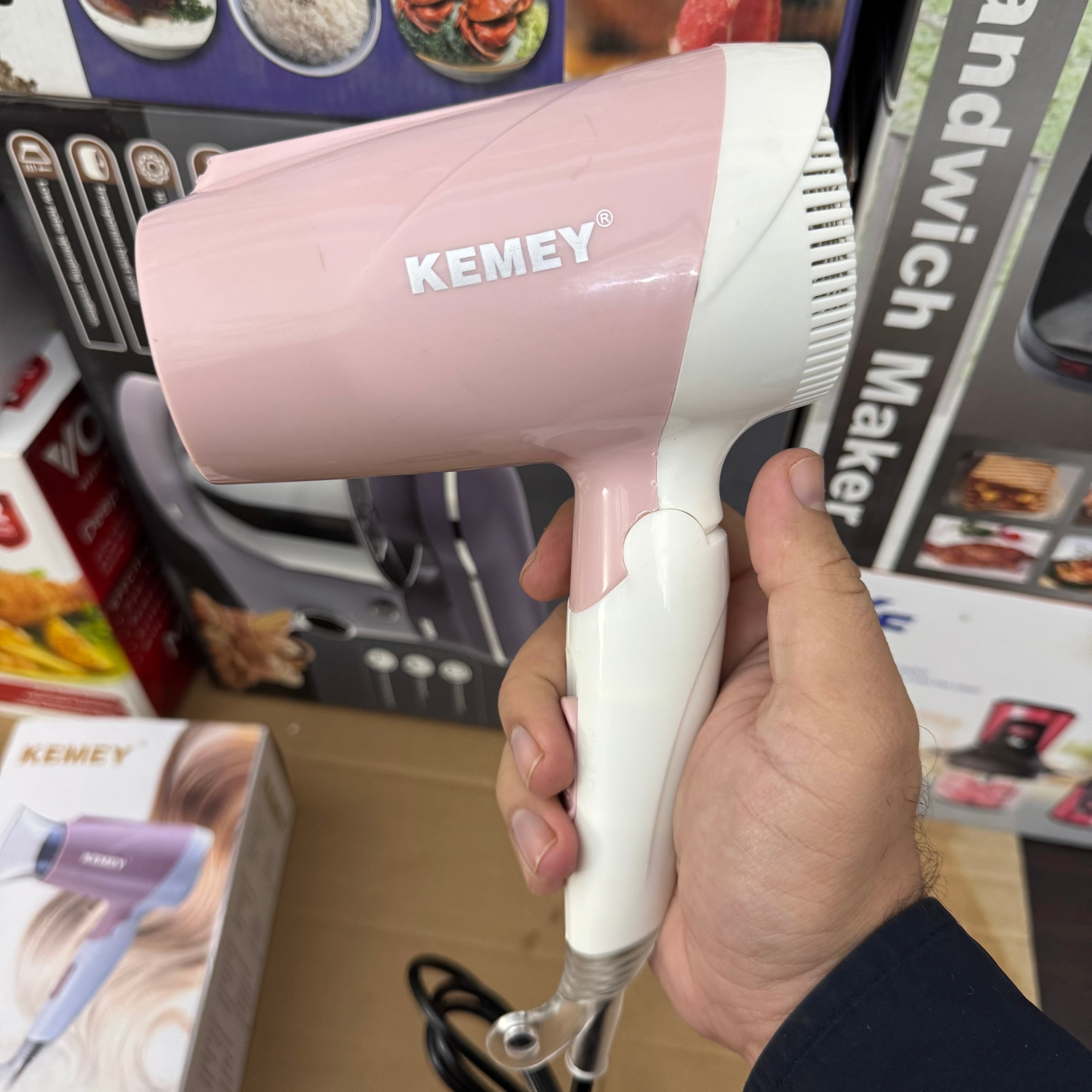 KEMEY KM-6831 Compact Hair Dryer -Efficiency Professional Blow Dryer with Concentrator Nozzle