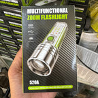 Multifunctional Zoom Flashlight 520A – Rechargeable LED Torch with UV & Side Light
