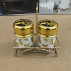 3-Piece Golden Glass Spice Jar Set JY3002