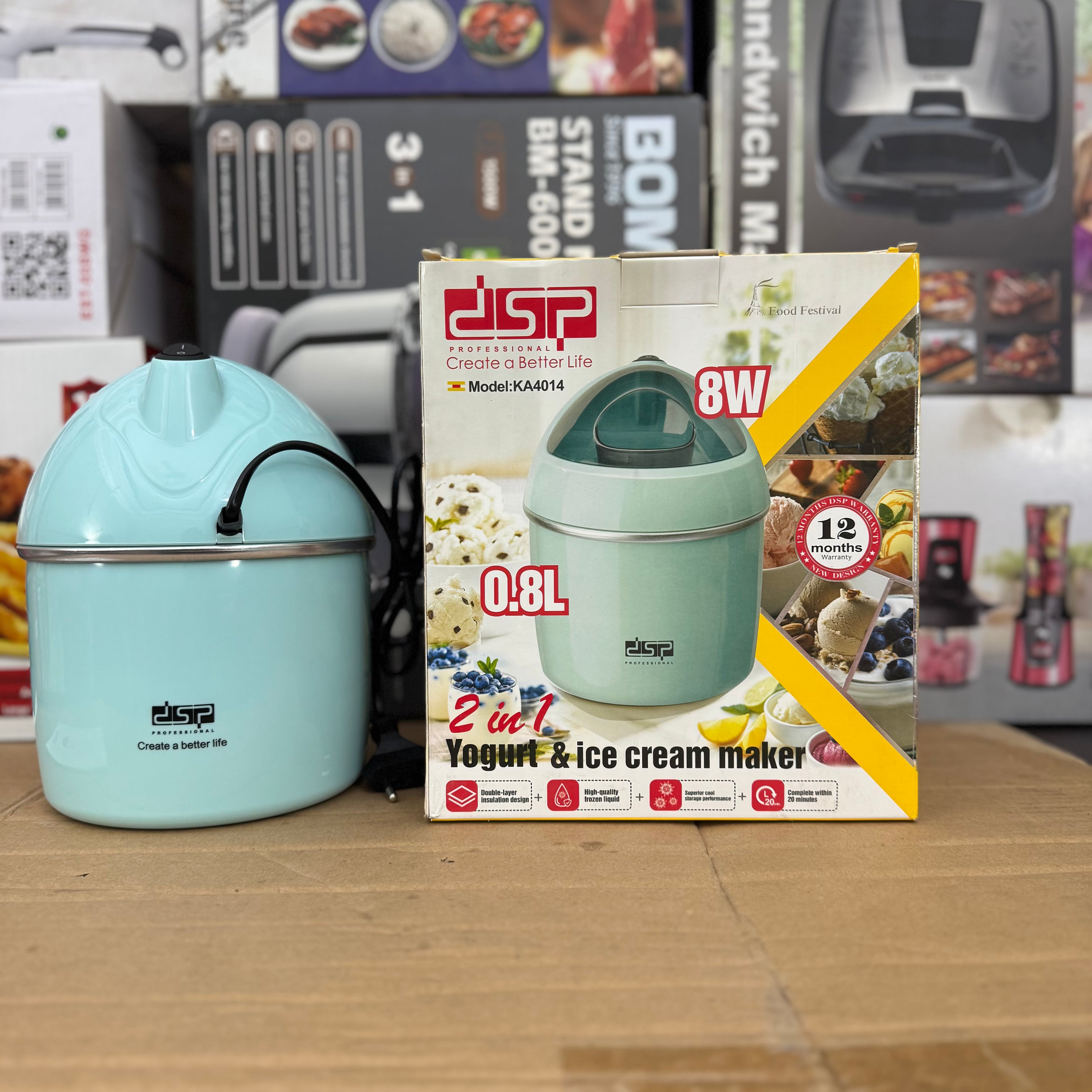DSP KA4014 2-in-1 Yogurt & Ice Cream Maker | 0.8L Compact Frozen Dessert Maker