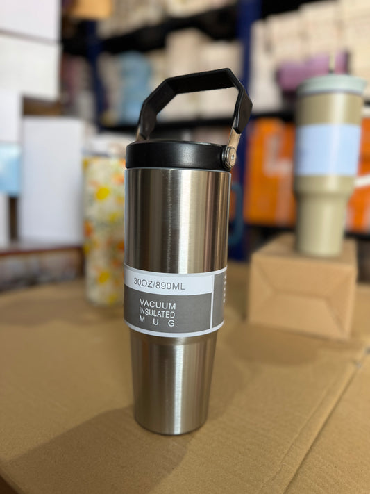 890ml Stainless Steel Vacuum Insulated Tumbler | Travel Mug with Handle