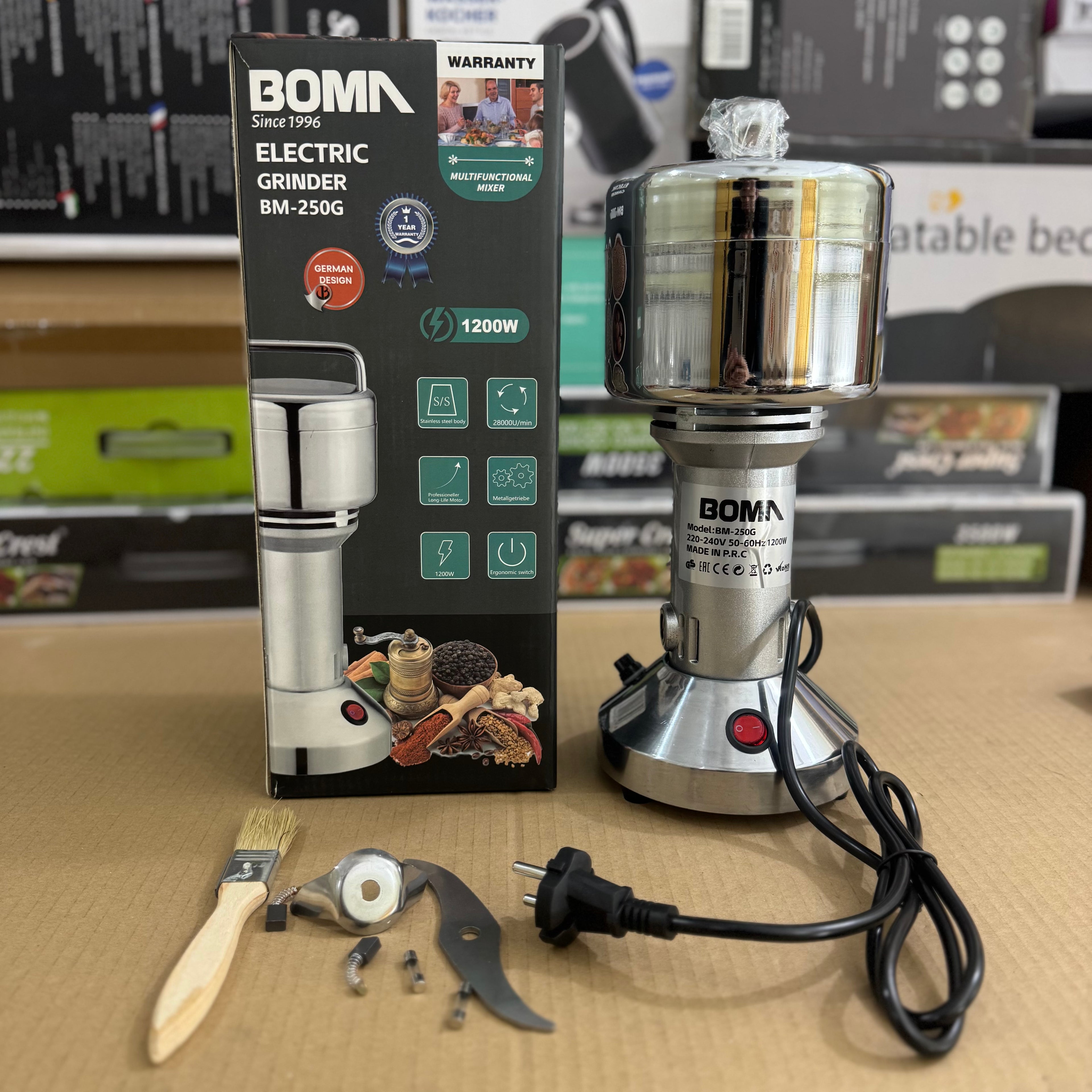 BOMA 1200W High-Speed Electric Spice & Coffee Grinder (BM-250G) Lot Imported