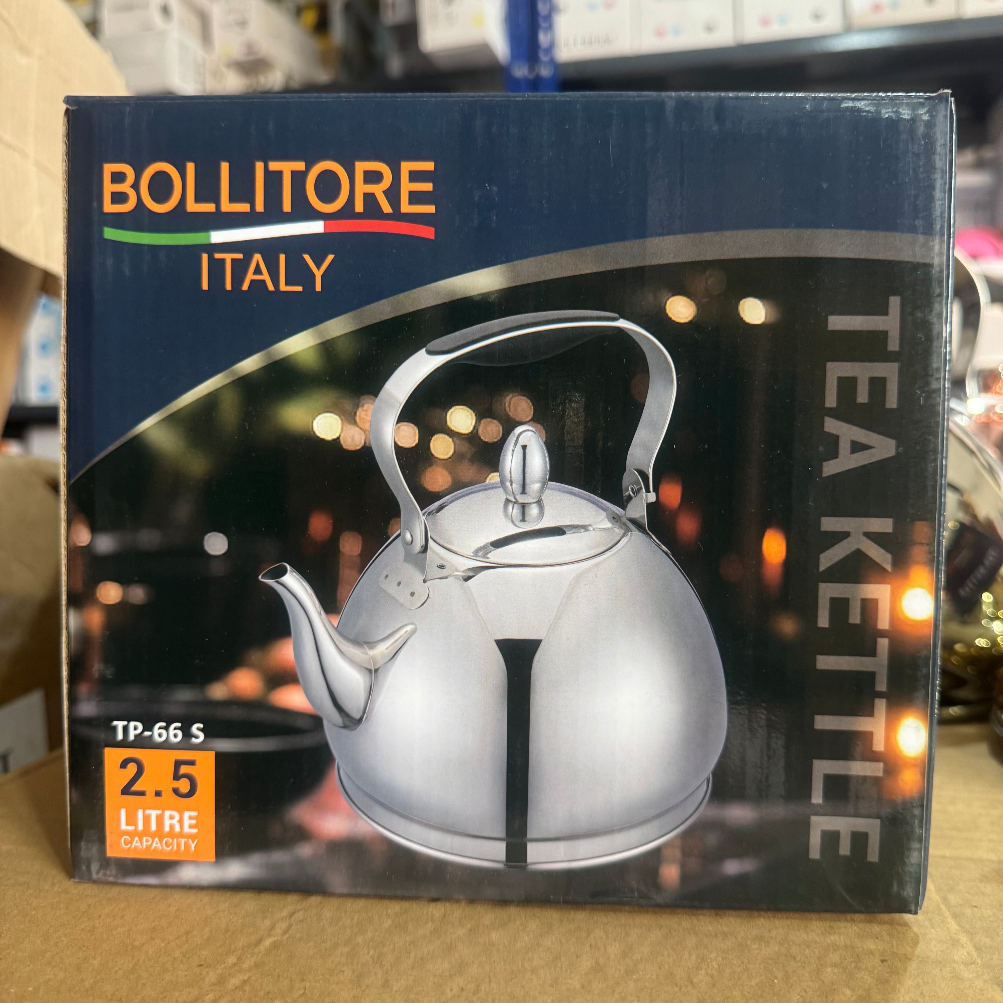 Bollitore Italy 2.5L Silver Stainless Steel Tea Kettle – Whistling Stovetop Pot