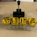 4-Piece Condiment & Spice Jar Set with Stand