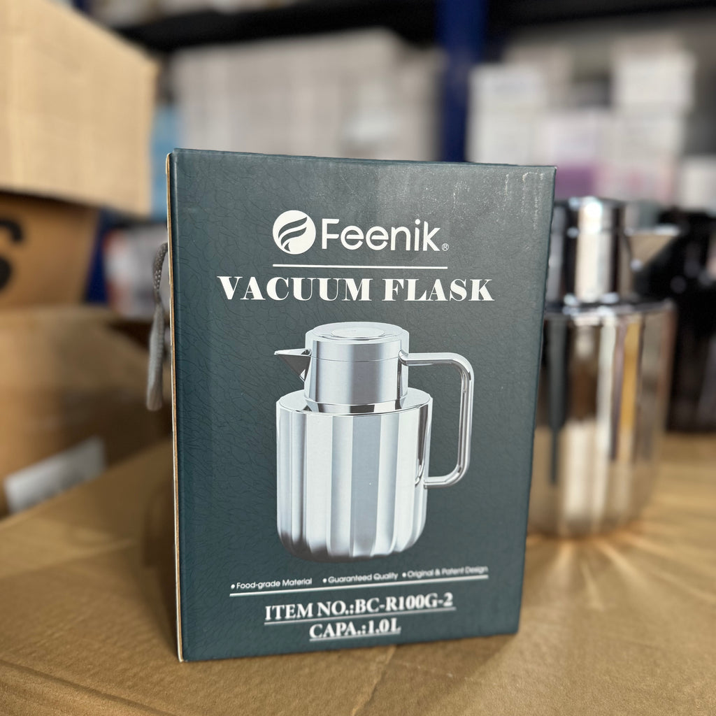 Feenik 1.0L Luxury Vacuum Flask - Insulated Stainless Steel Thermal Carafe for Coffee & Tea (BC-R100G-2)