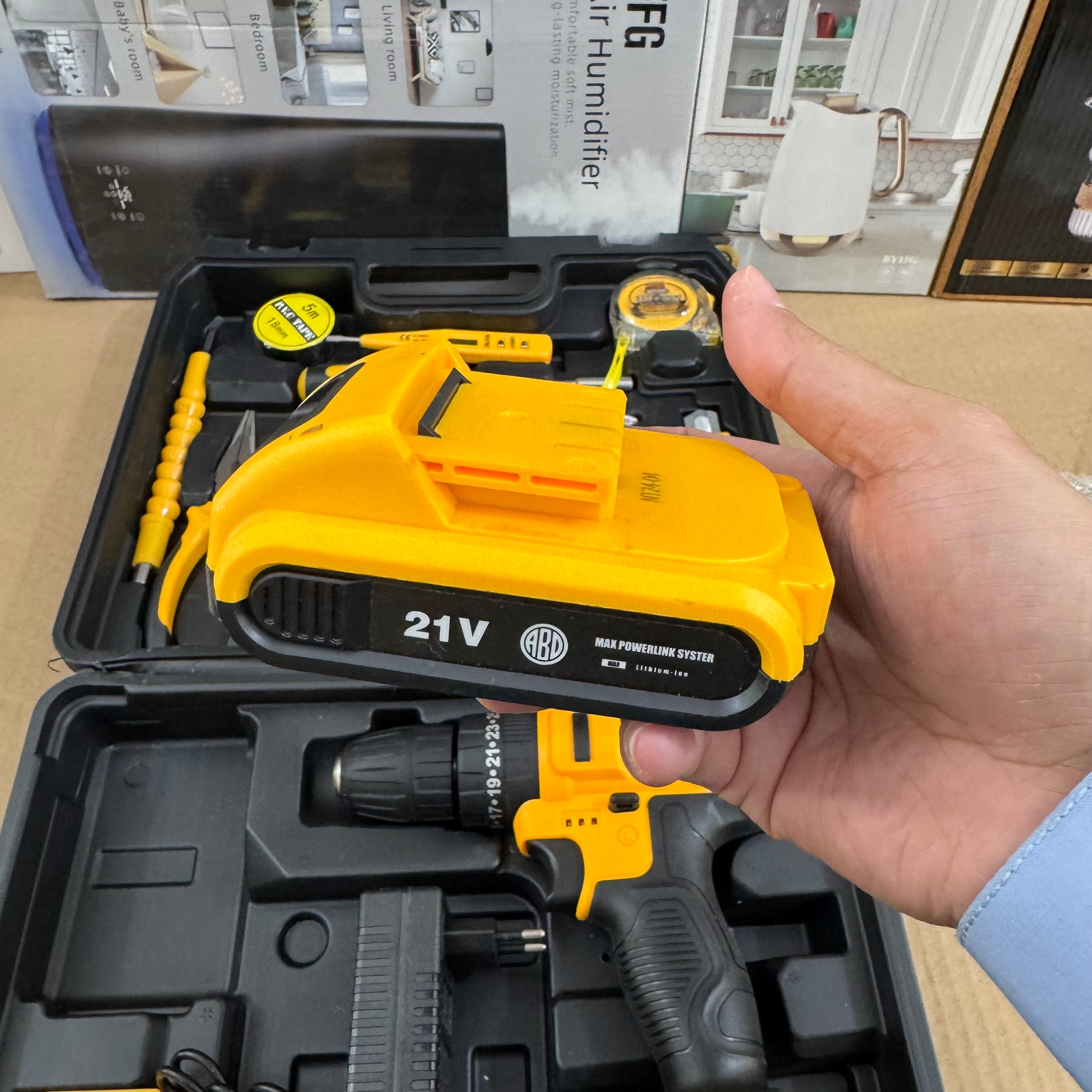 35pic Cordless Drill & Tool Kit Set (Yellow/Black) – German