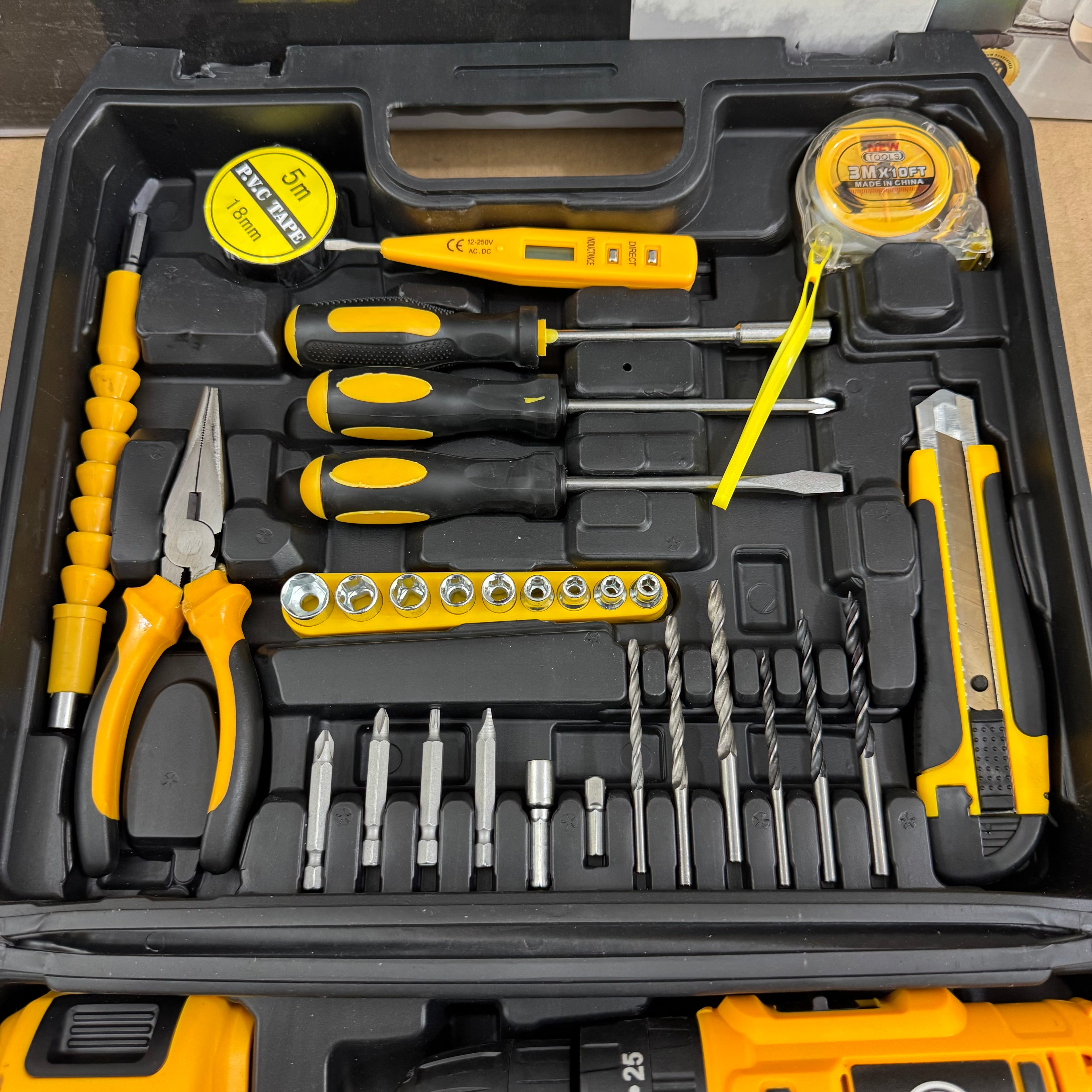 35pic Cordless Drill & Tool Kit Set (Yellow/Black) – German