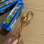 Elegant Gold Floral Sandwich & Salad Tongs Lot Imported