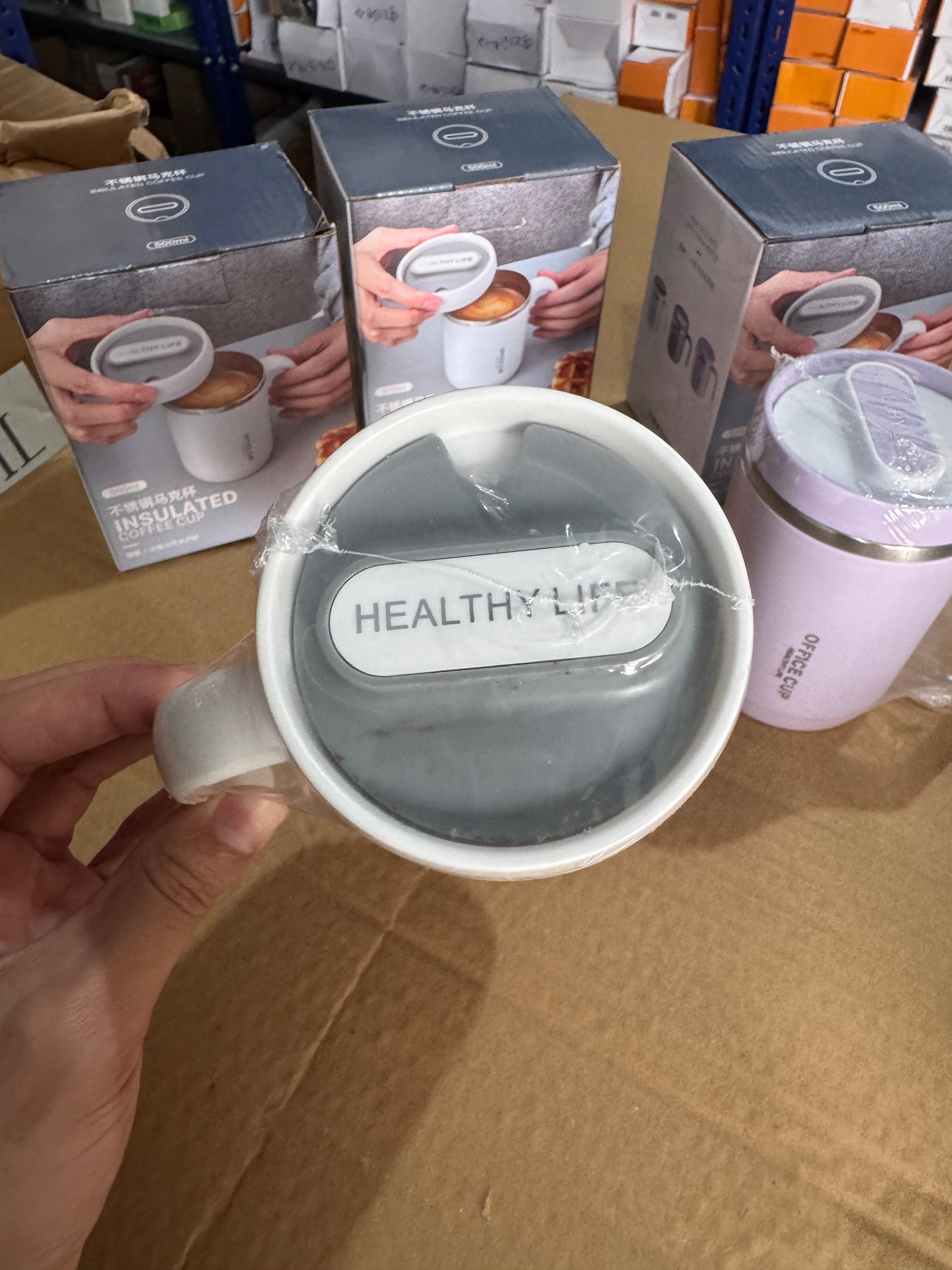 Cream White | 500ml Insulated Stainless Steel Office Cup with Lid