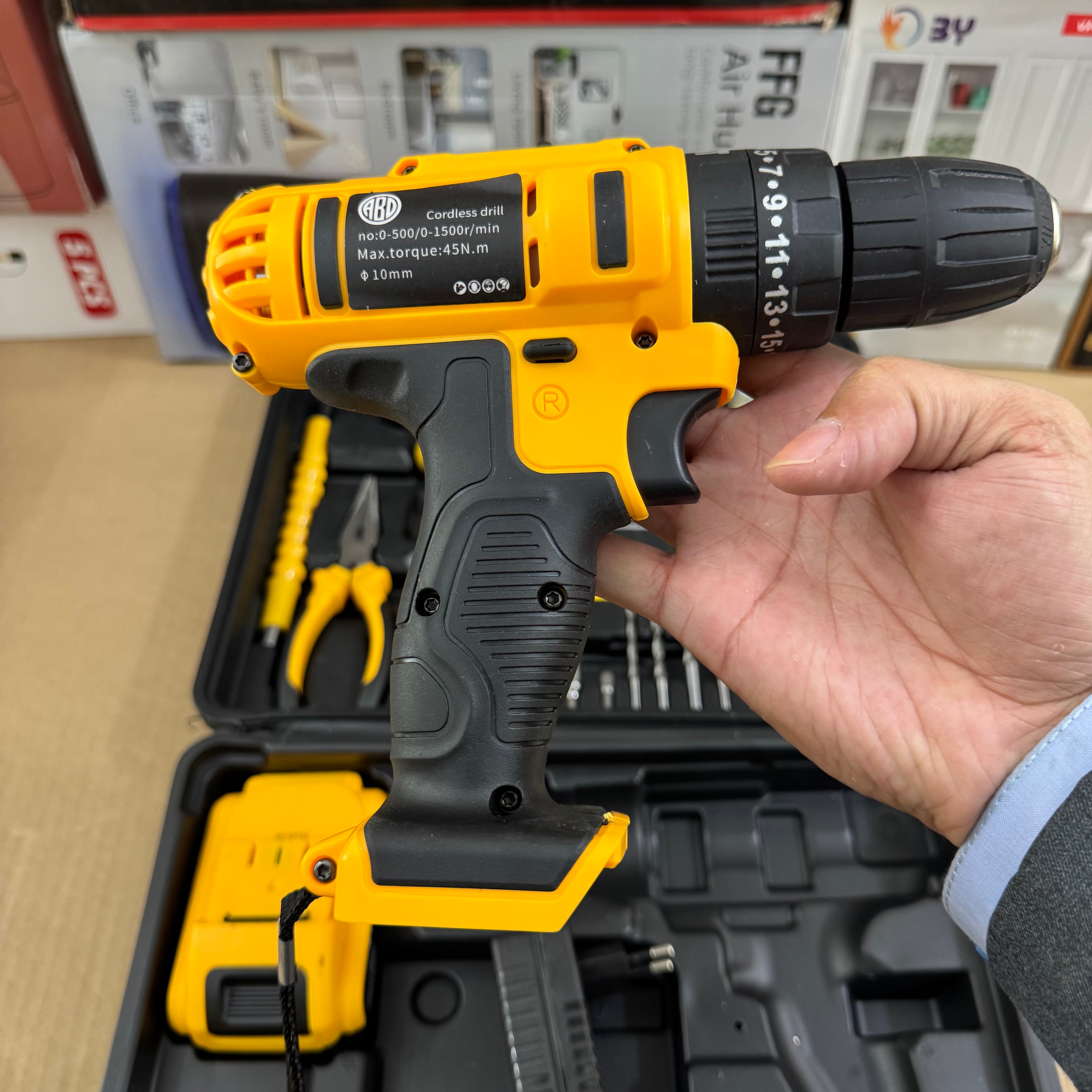 35pic Cordless Drill & Tool Kit Set (Yellow/Black) – German