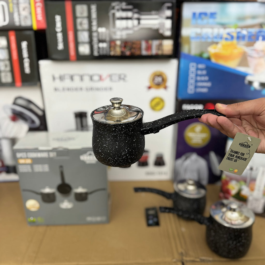 UAKEEN 6-Piece Granite Coffee Pot Set with Lids - Non-Stick Turkish Briki Set