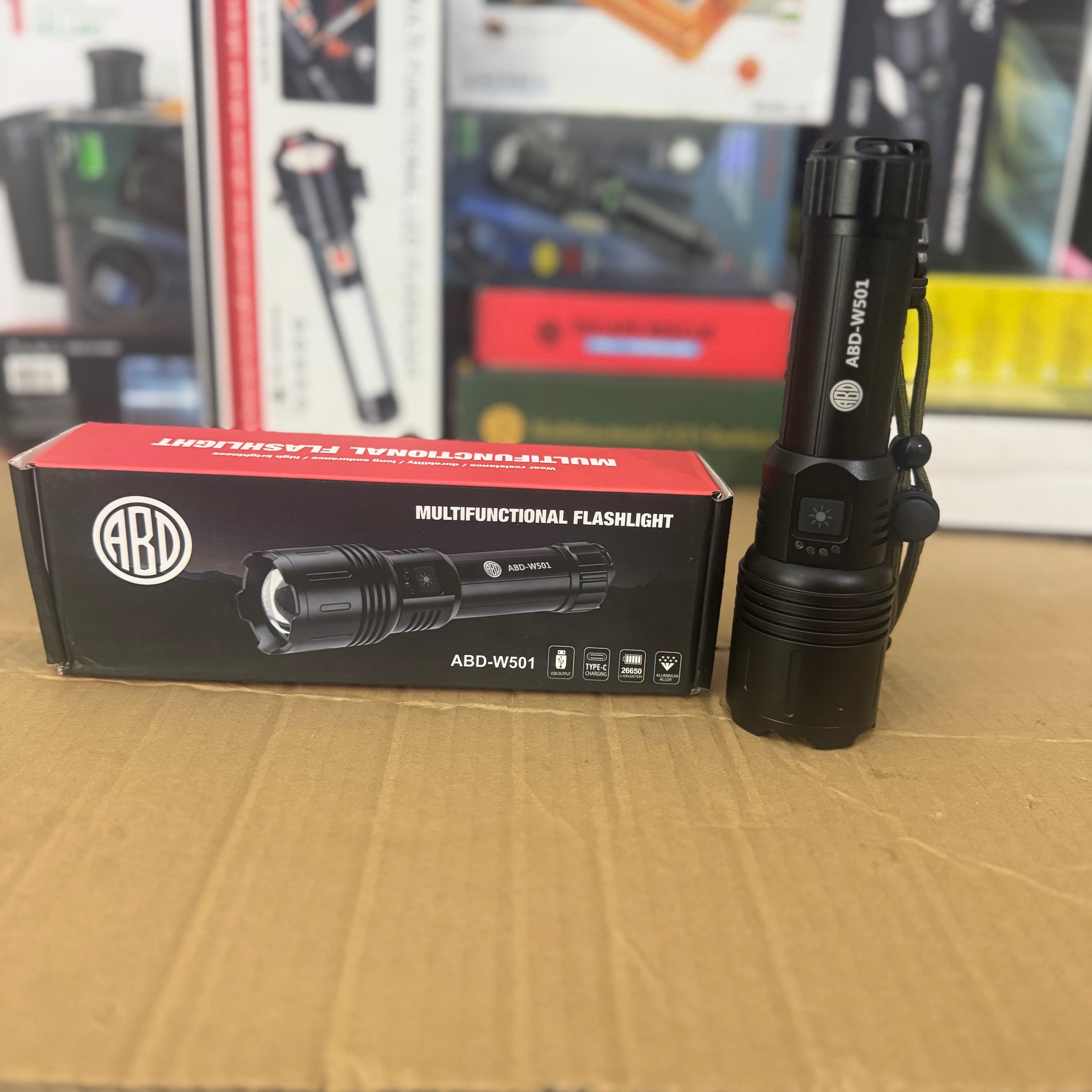 Lot Imported ABD Multifunctional Flashlight Rechargeable Torch-W501