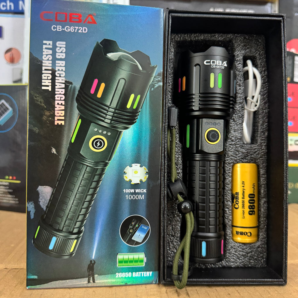 Lot Imported COBA  Rechargeable LED Flashlight-CB-G672D