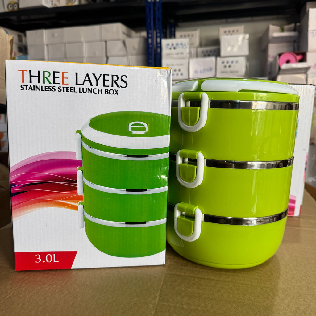 Lot Imported 3.0L Extra Large 3-Tier Stainless Steel Lunch Box